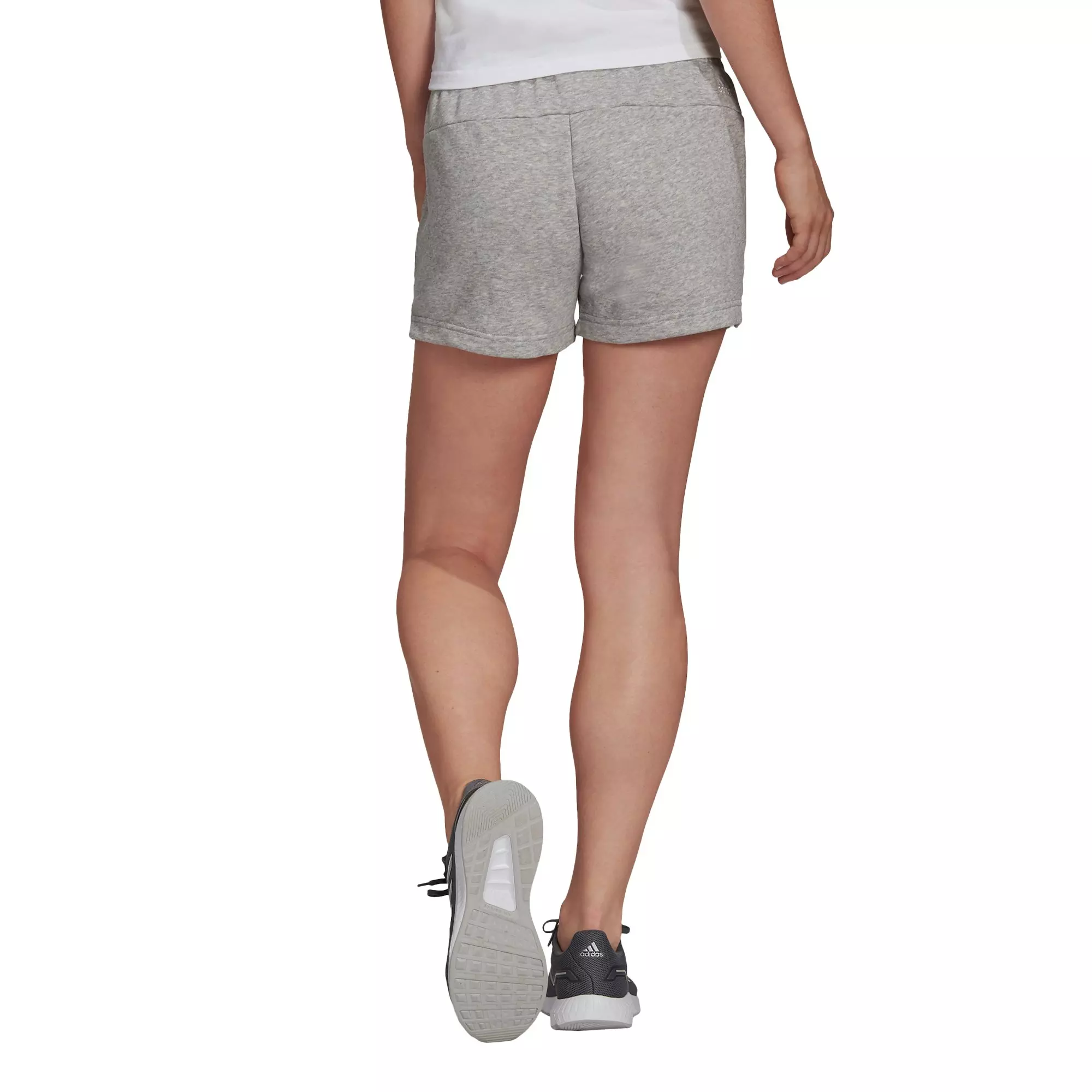 adidas Women's Essentials Grey Slim Logo Shorts - GREY