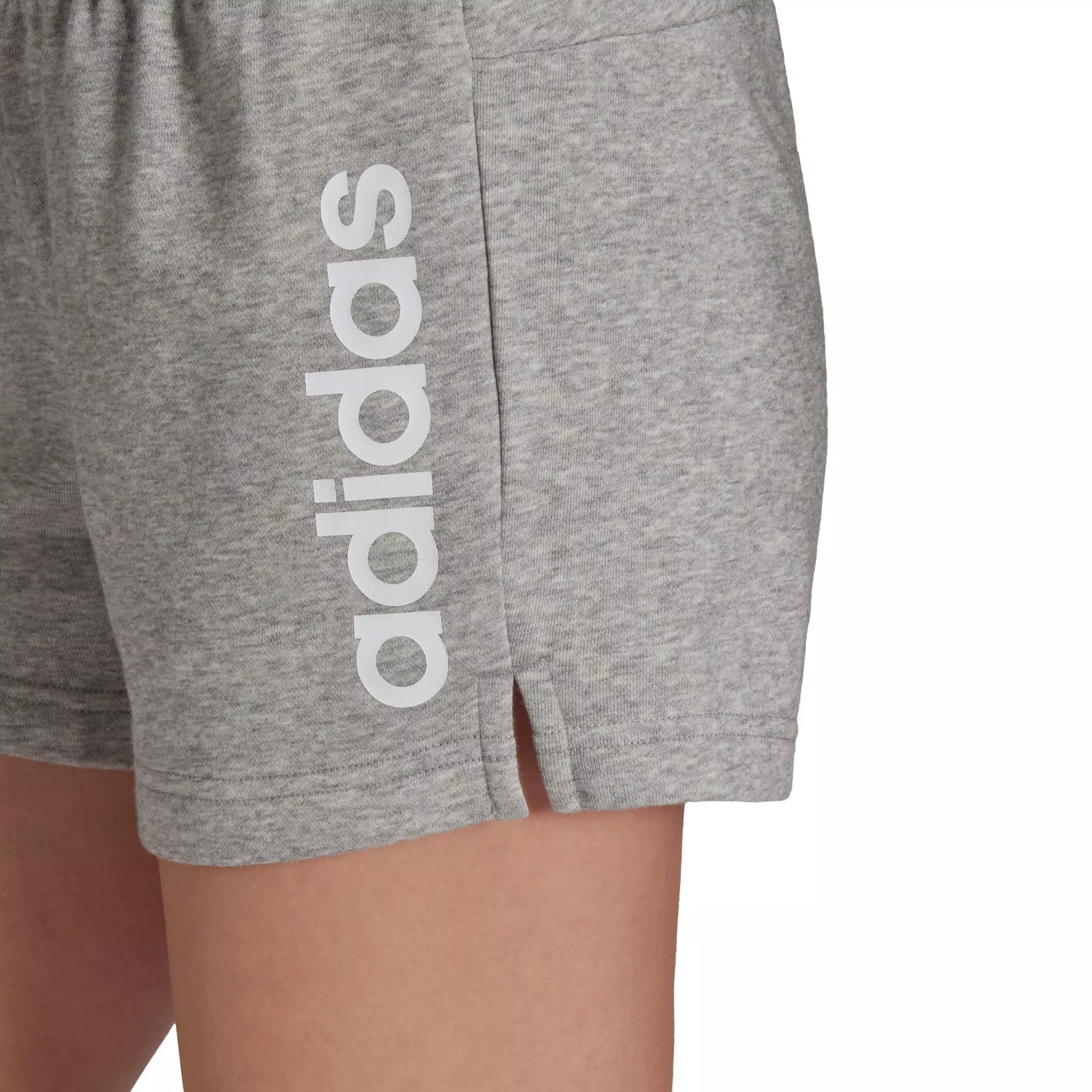 adidas Women's Essentials Grey Slim Logo Shorts - GREY