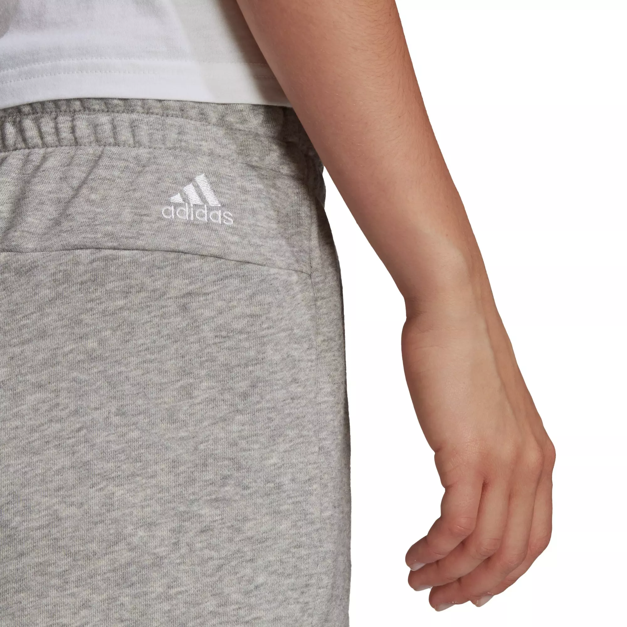 adidas Women's Essentials Grey Slim Logo Shorts - GREY
