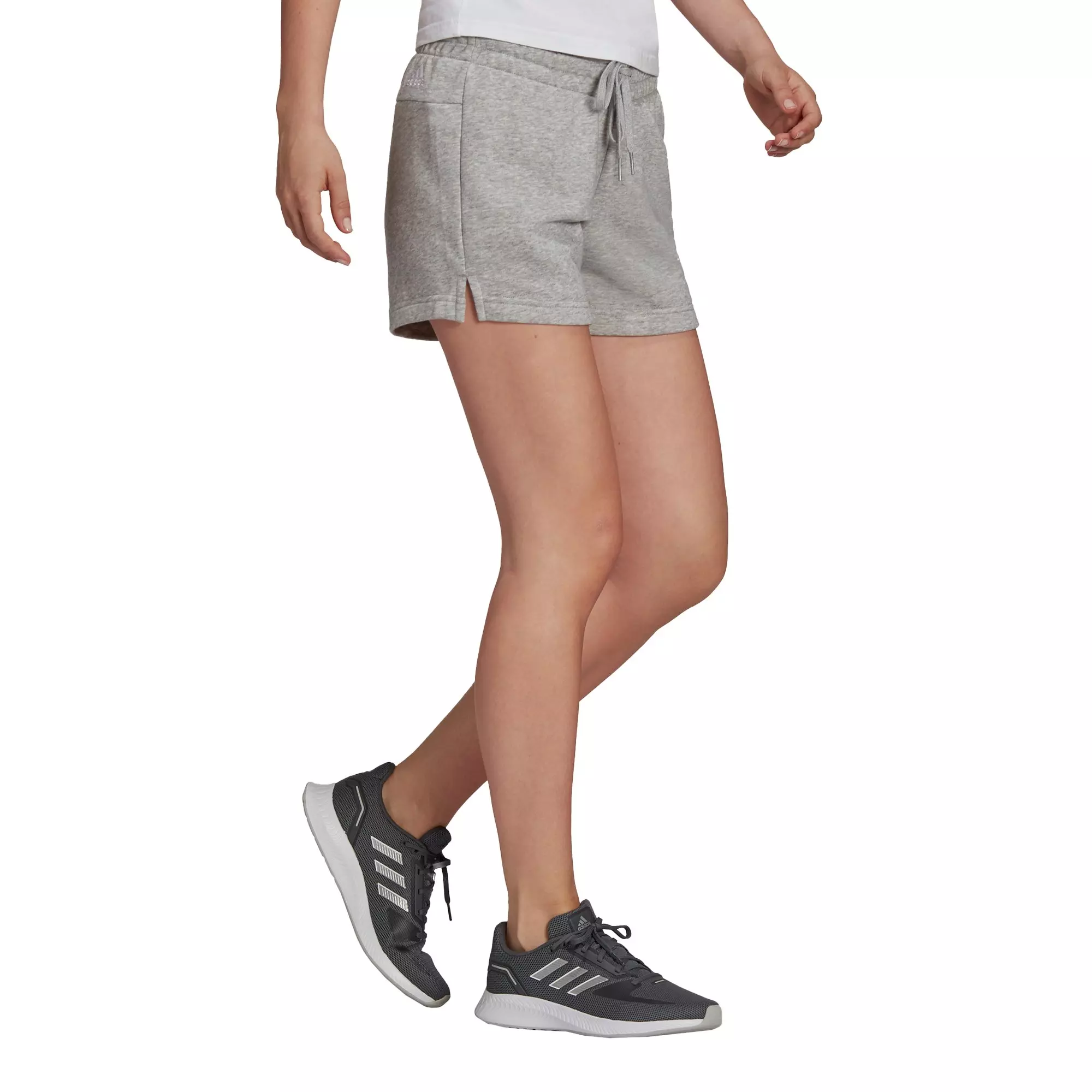adidas Women's Essentials Grey Slim Logo Shorts - GREY