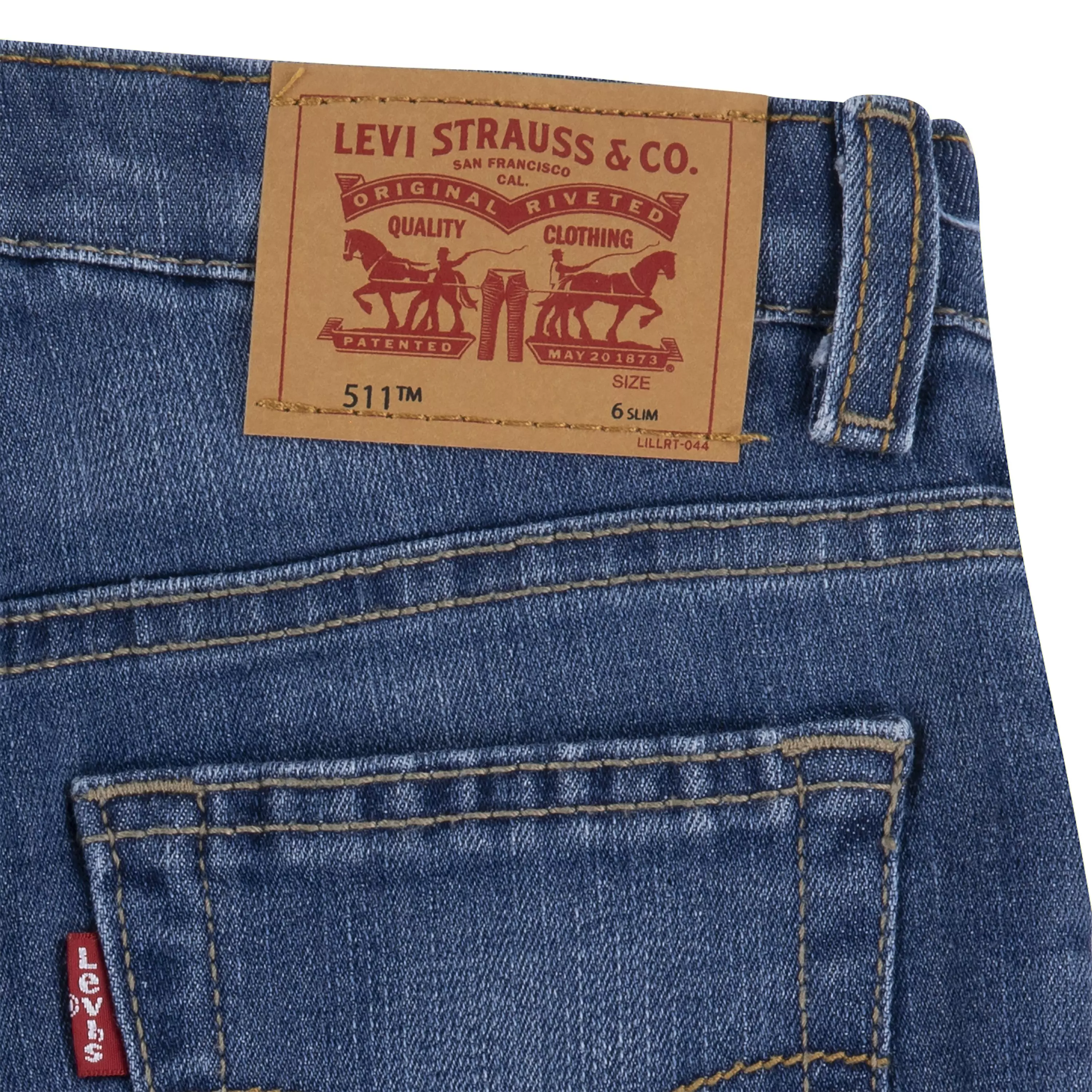 Levi's Little Boys' Performance 511 Slim Fit Medium Wash Blown Away Denim Shorts - BLUE