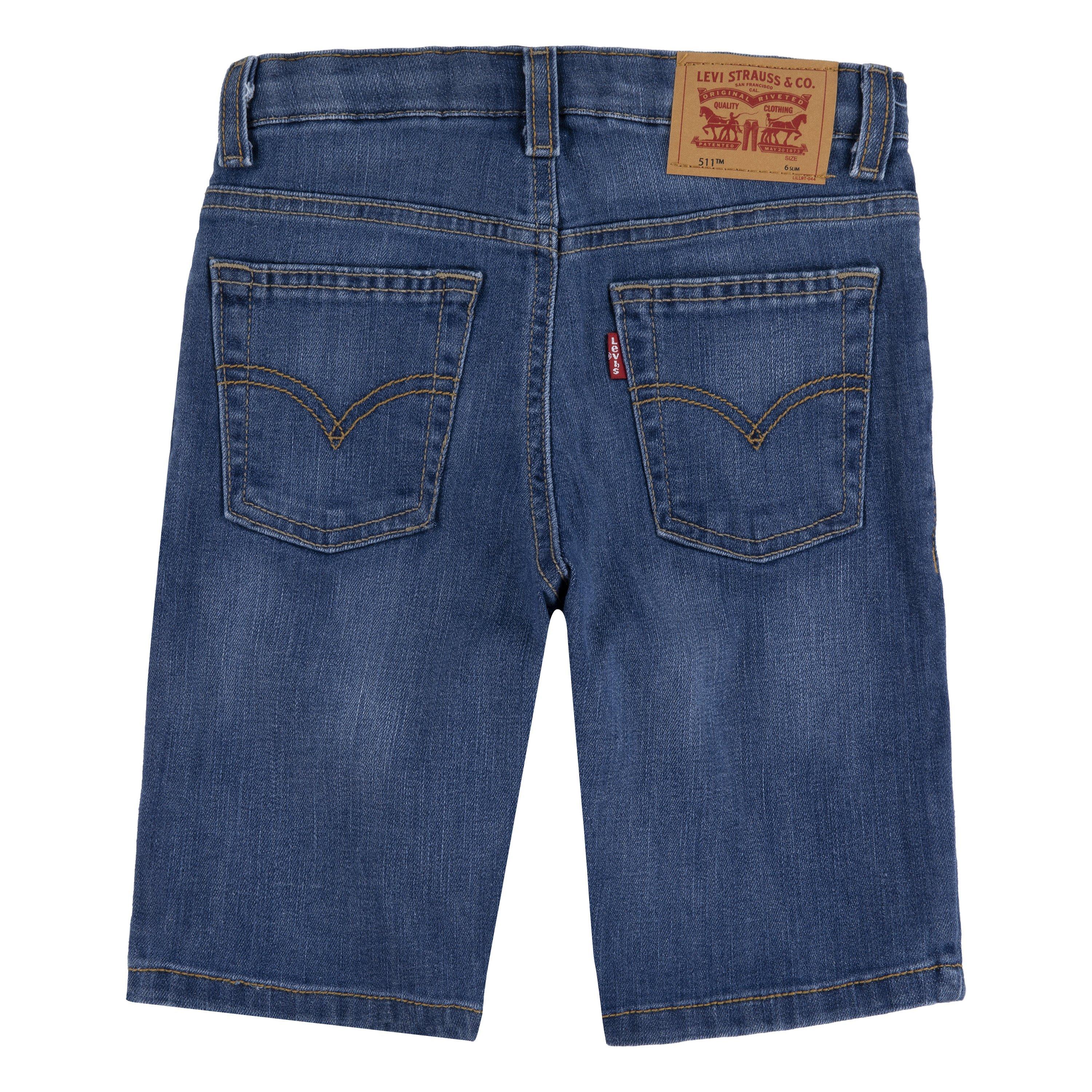 Levi's Little Boys' Performance 511 Slim Fit Medium Wash Blown Away Denim Shorts - BLUE Thumbnail View 9