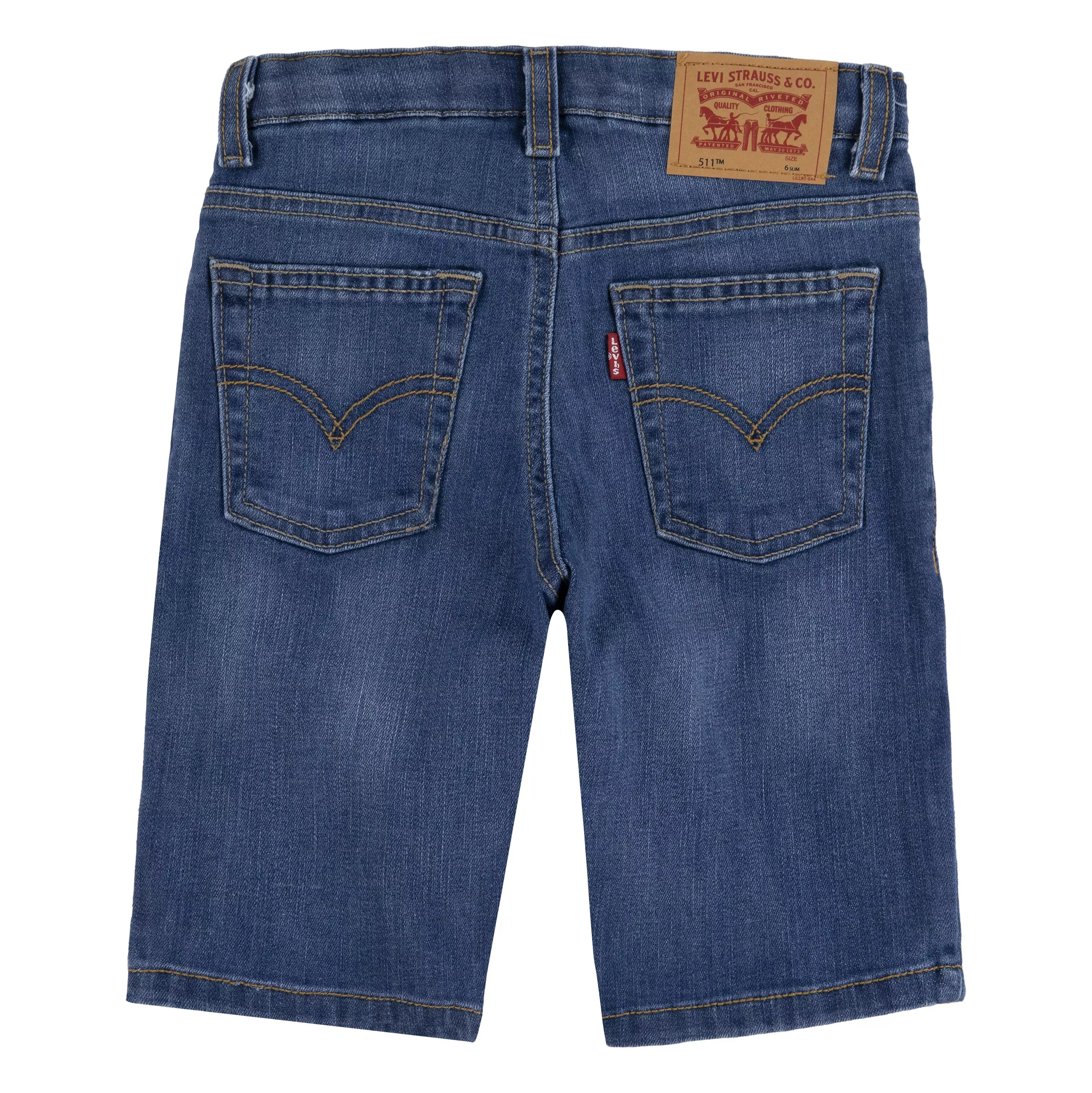 Levi's Little Boys' Performance 511 Slim Fit Medium Wash Blown Away Denim Shorts - BLUE