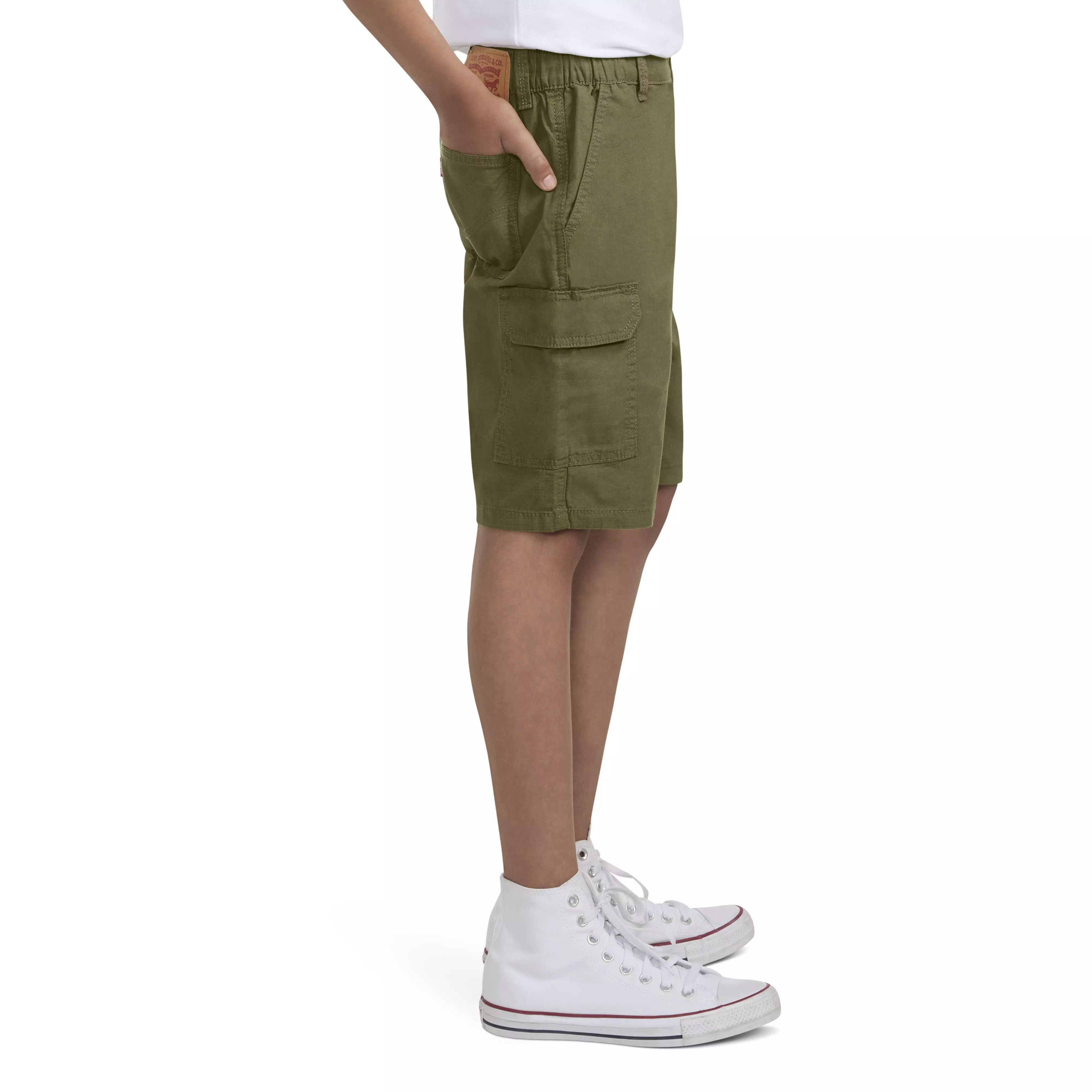 Levi's Big Boys' Cotton Cargo Shorts -Olive Green - OLIVE GREEN