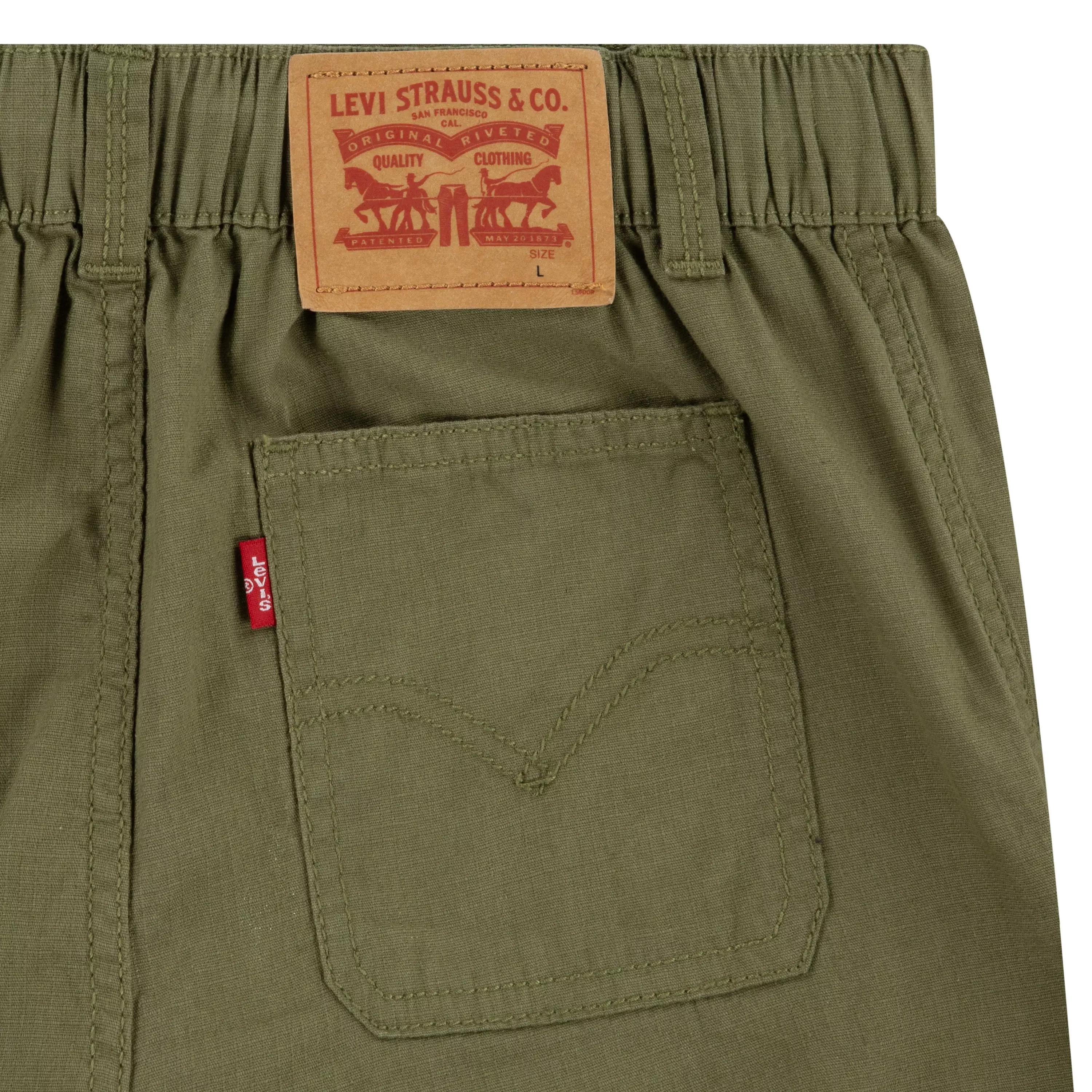Levi's Big Boys' Cotton Cargo Shorts -Olive Green - OLIVE GREEN