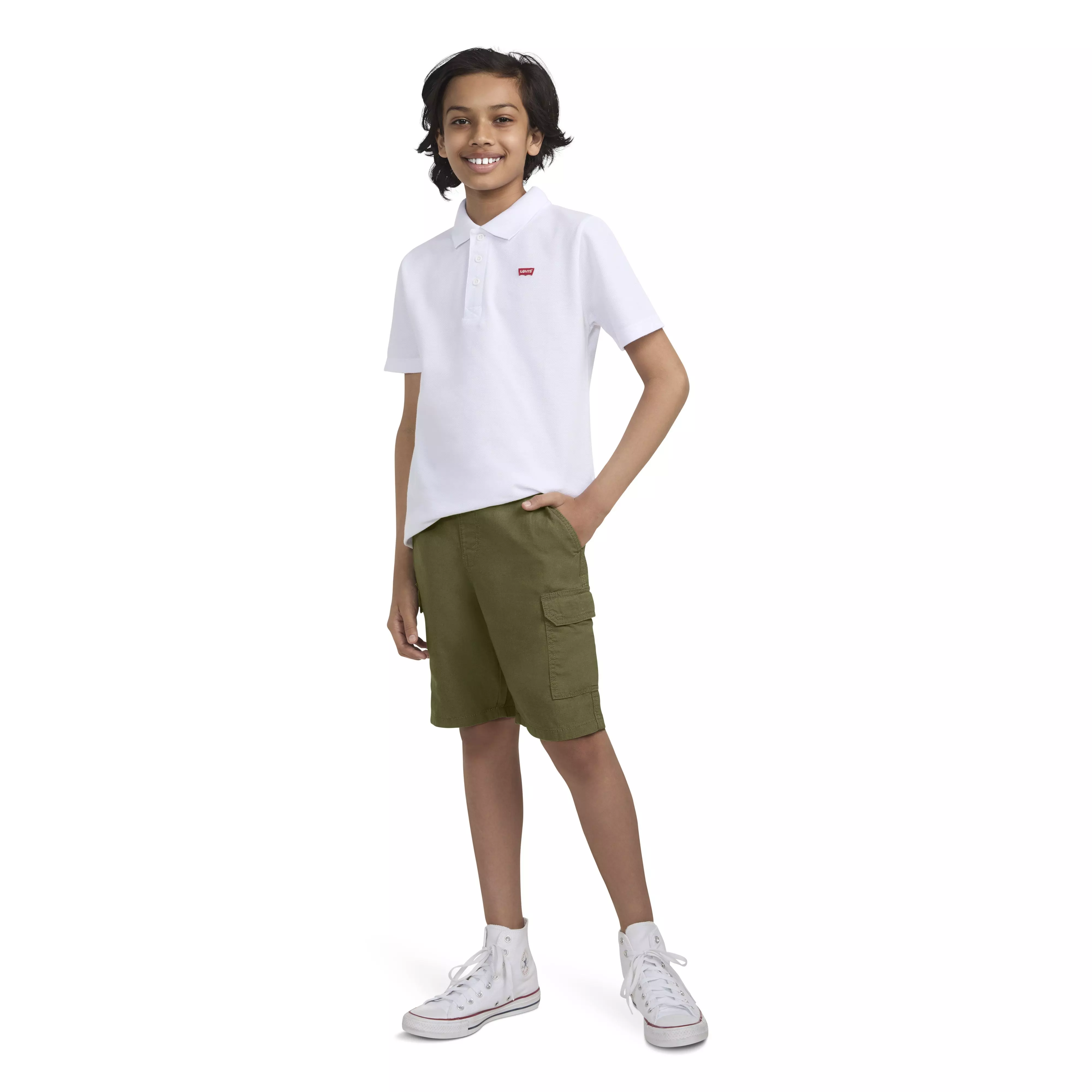 Levi's Big Boys' Cotton Cargo Shorts -Olive Green - OLIVE GREEN