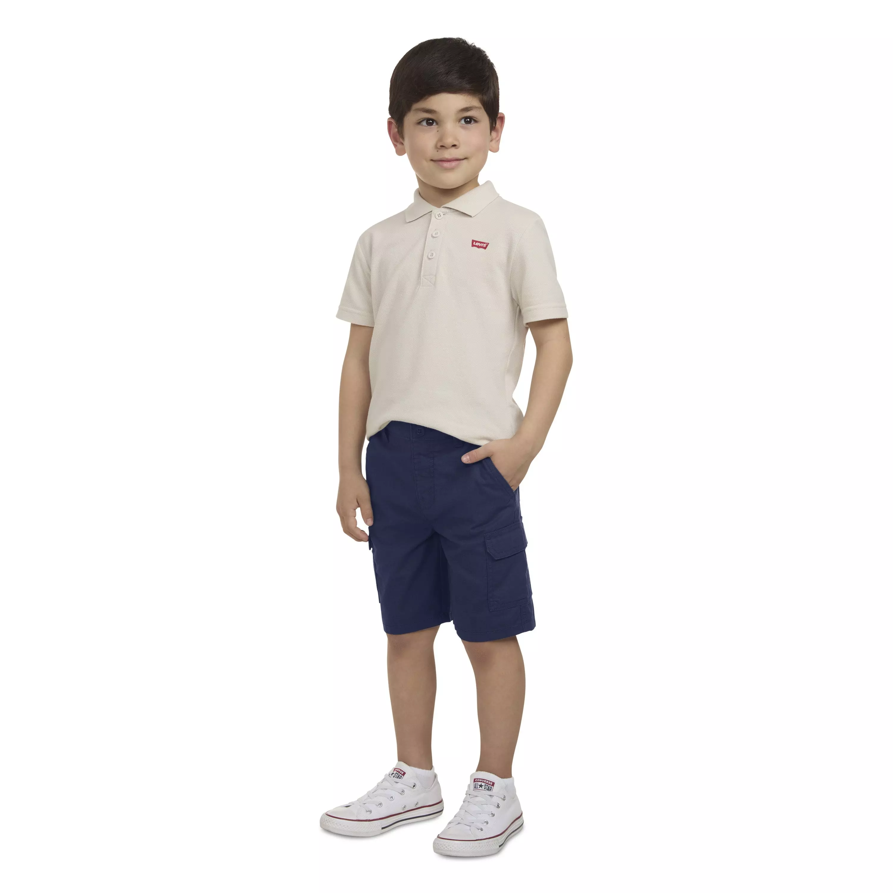 Levi's Little Boys' Elastic Waistband Cargo Shorts -Navy - NAVY