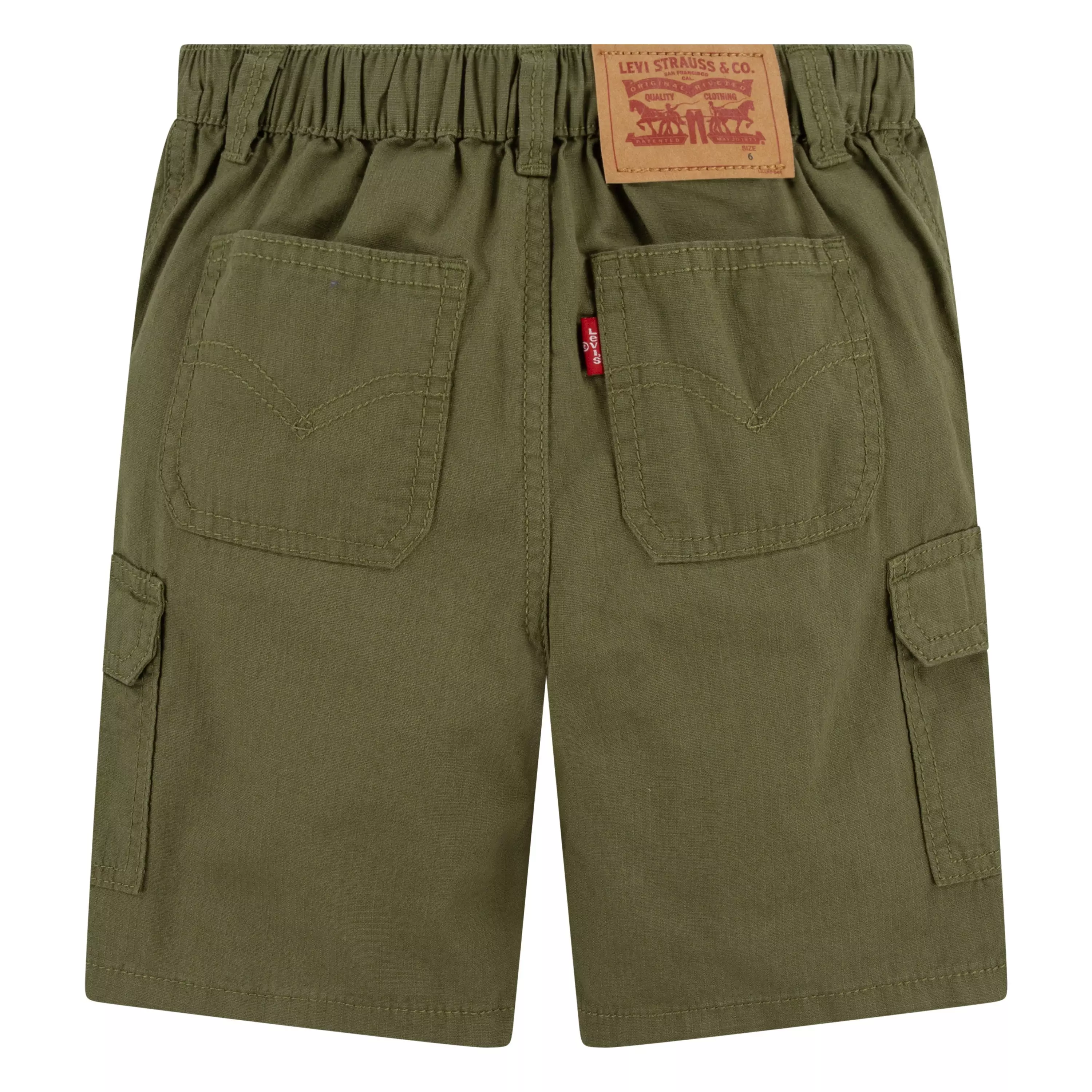 Levi's Little Boys' Elastic Waistband Cargo Shorts -Olive Green - OLIVE GREEN