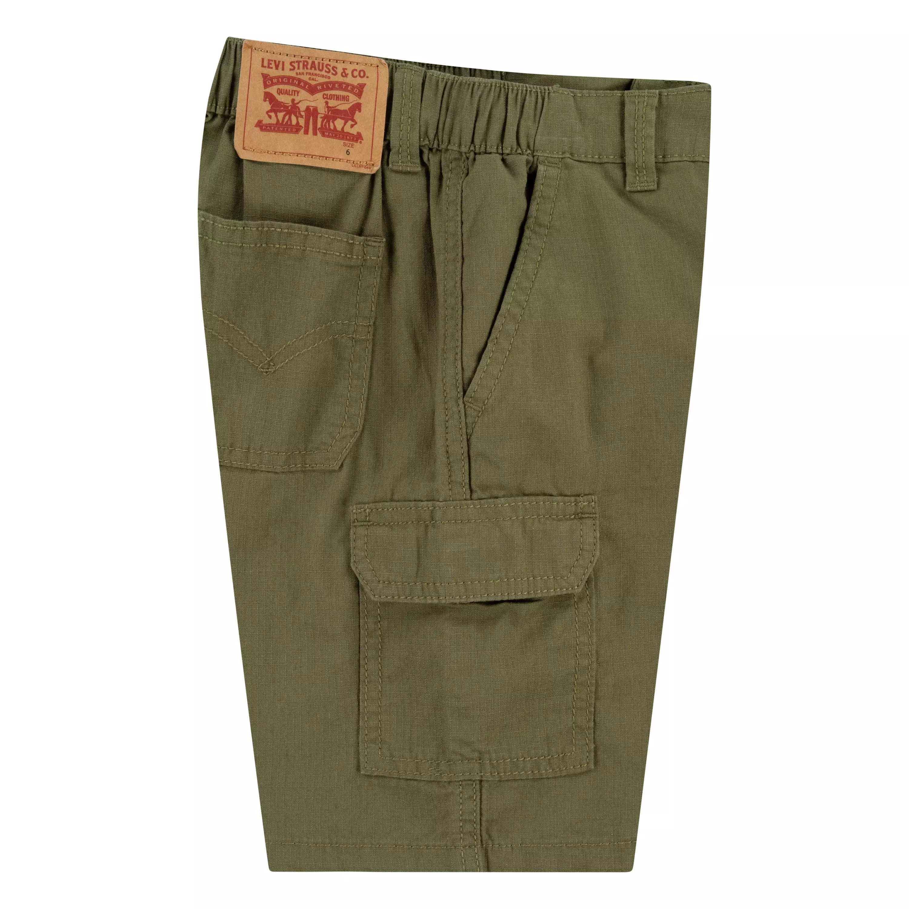 Levi's Little Boys' Elastic Waistband Cargo Shorts -Olive Green - OLIVE GREEN