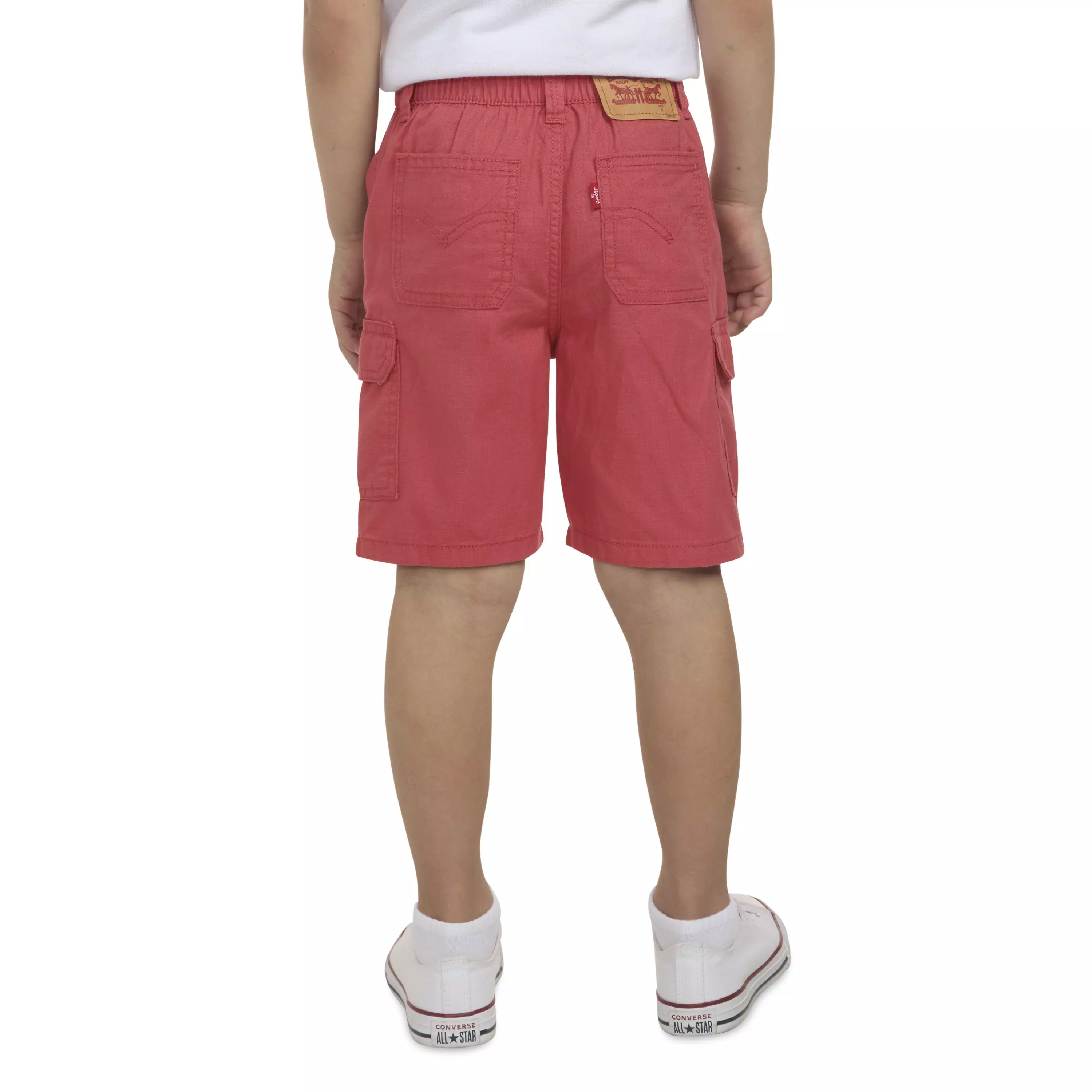 Levi's Little Boys' Elastic Waistband Cargo Shorts -Red - RED
