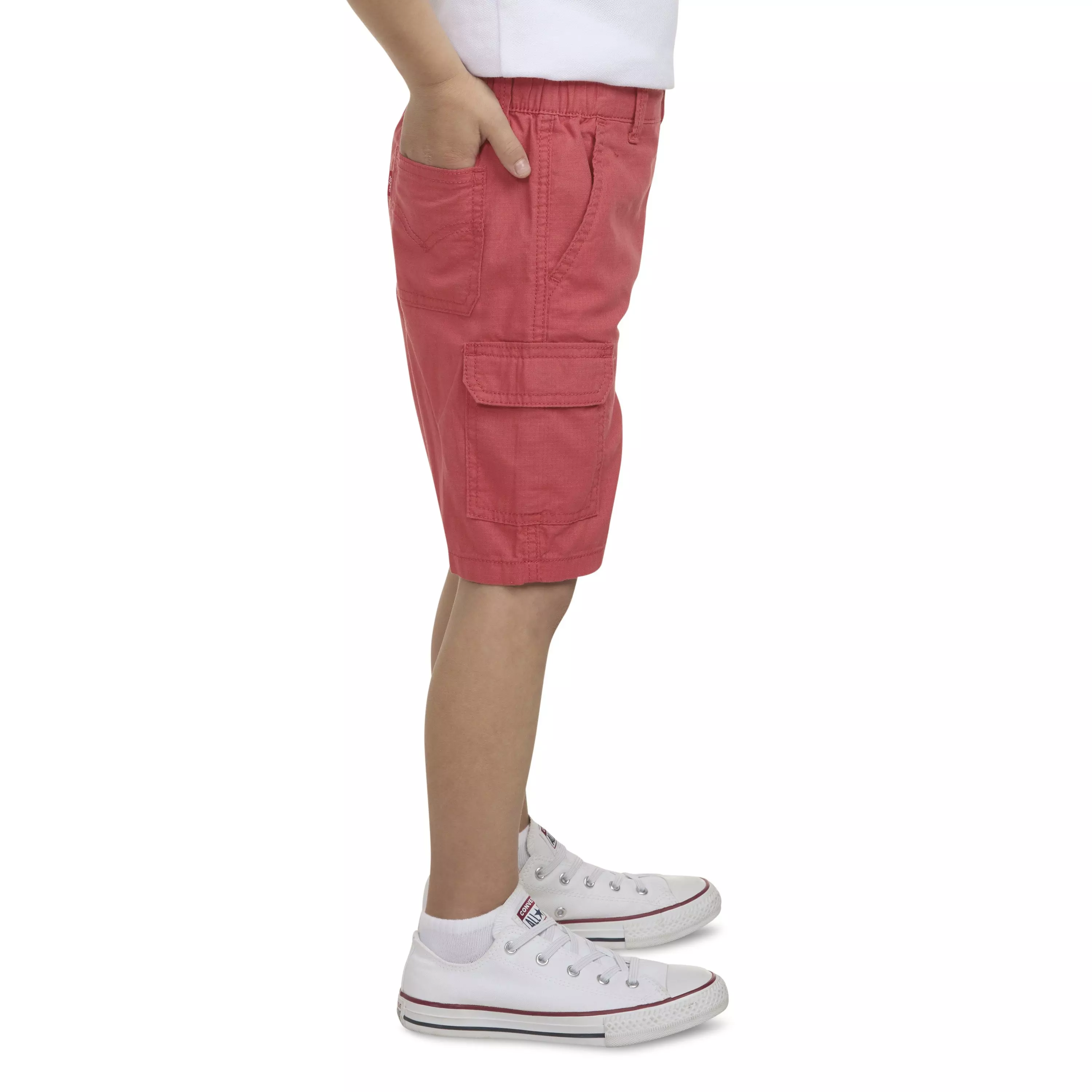 Levi's Little Boys' Elastic Waistband Cargo Shorts -Red - RED