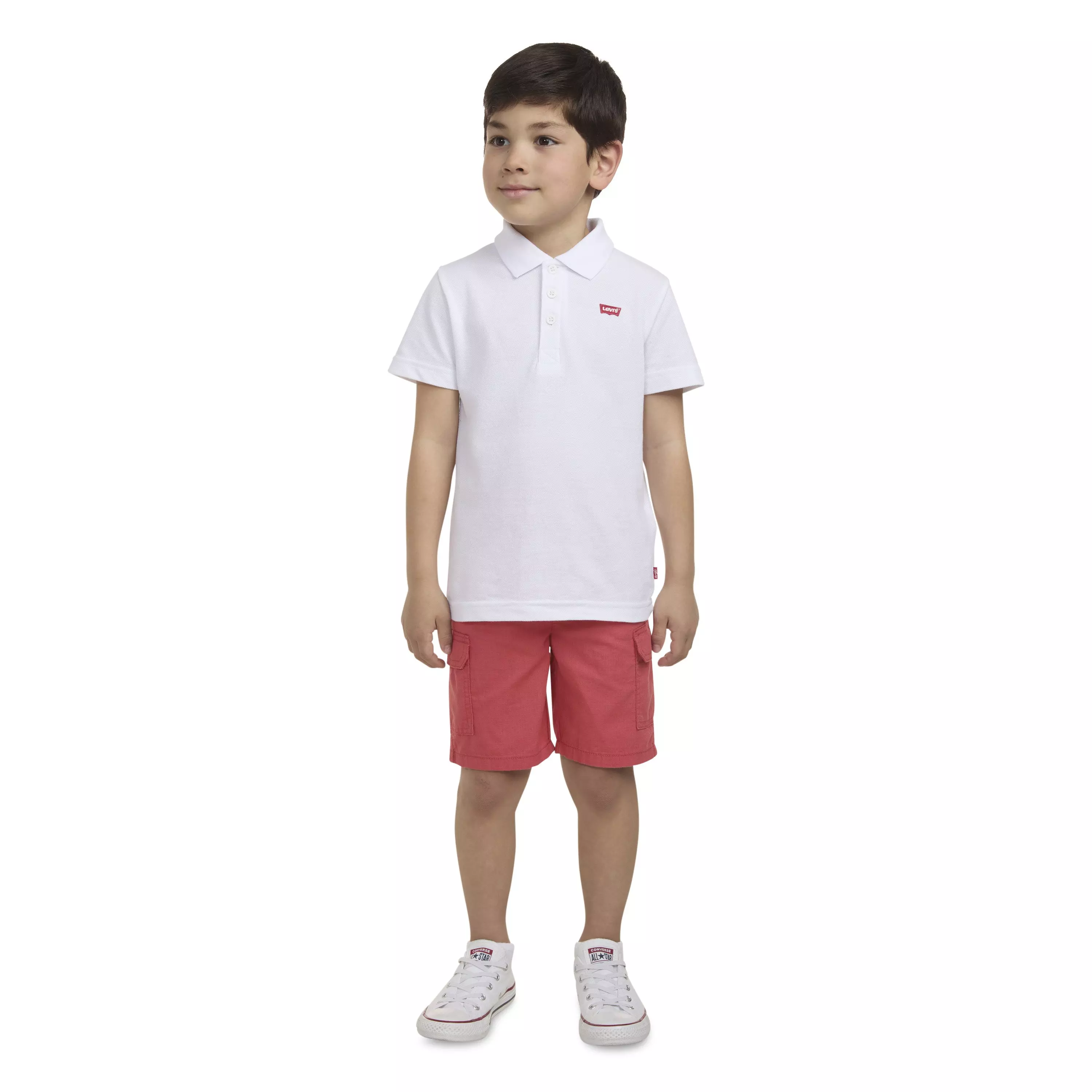 Levi's Little Boys' Elastic Waistband Cargo Shorts -Red - RED