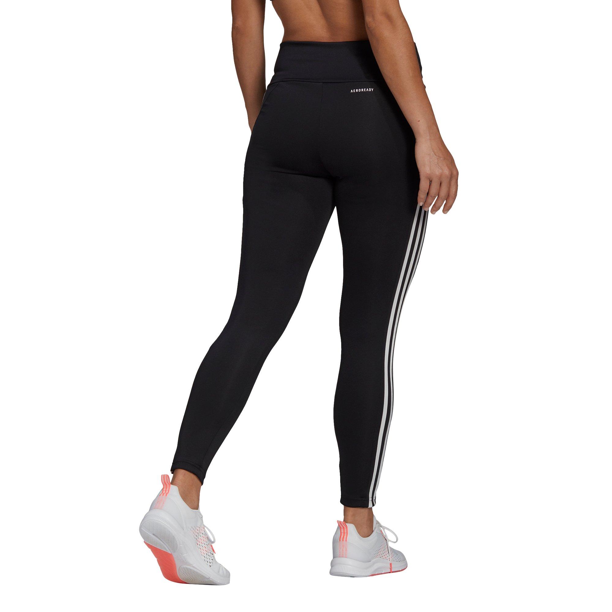 adidas Women's Black/White Designed to Move High-Rise 3-Stripes 7/8 Sport Leggings - BLACK/WHITE Thumbnail View 2