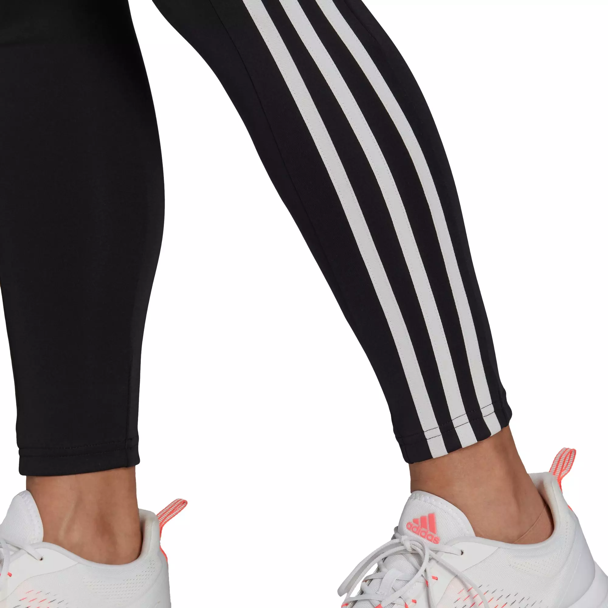 adidas Women's Black/White Designed to Move High-Rise 3-Stripes 7/8 Sport Leggings - BLACK/WHITE