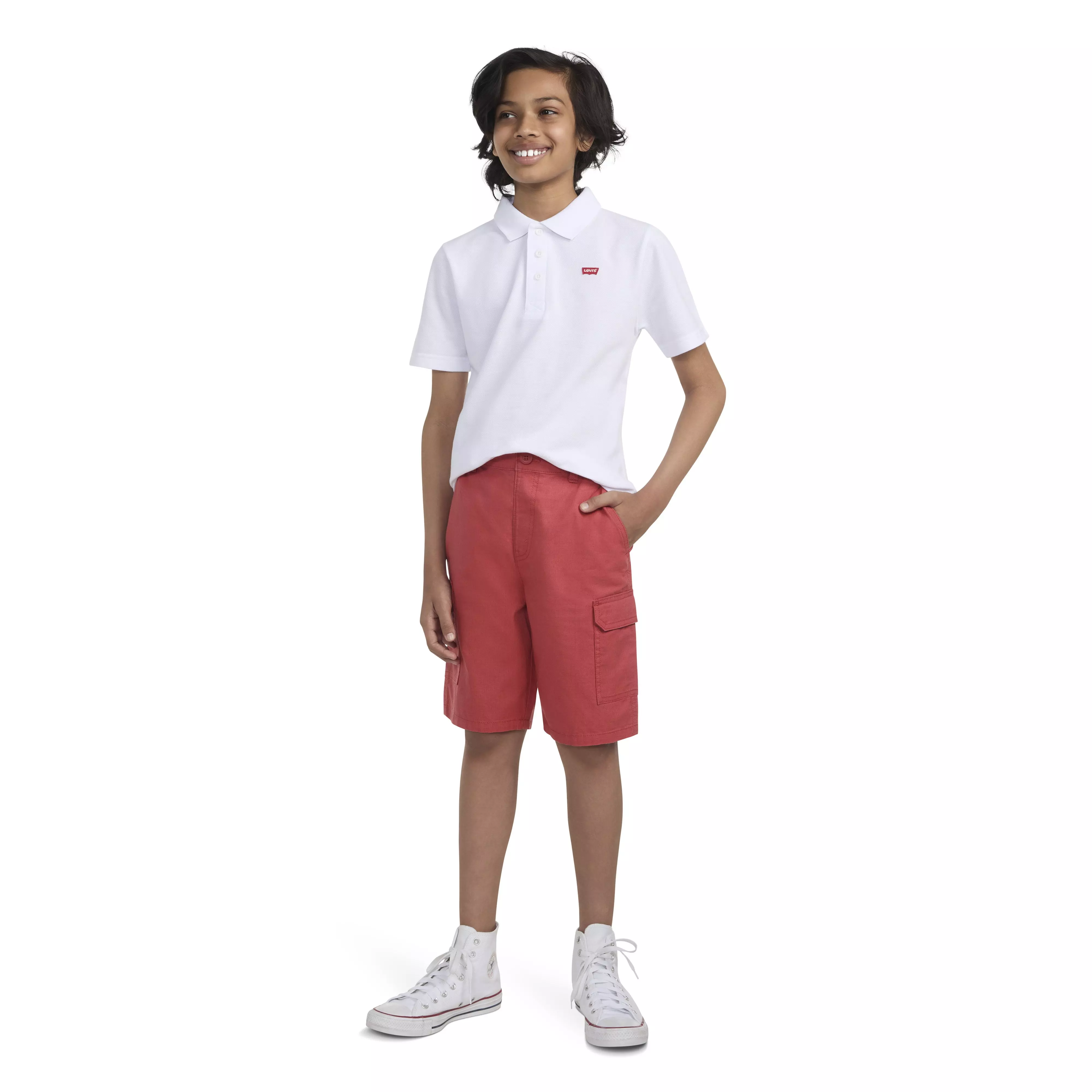 Levi's Big Boys' Cotton Cargo Shorts -Red - RED