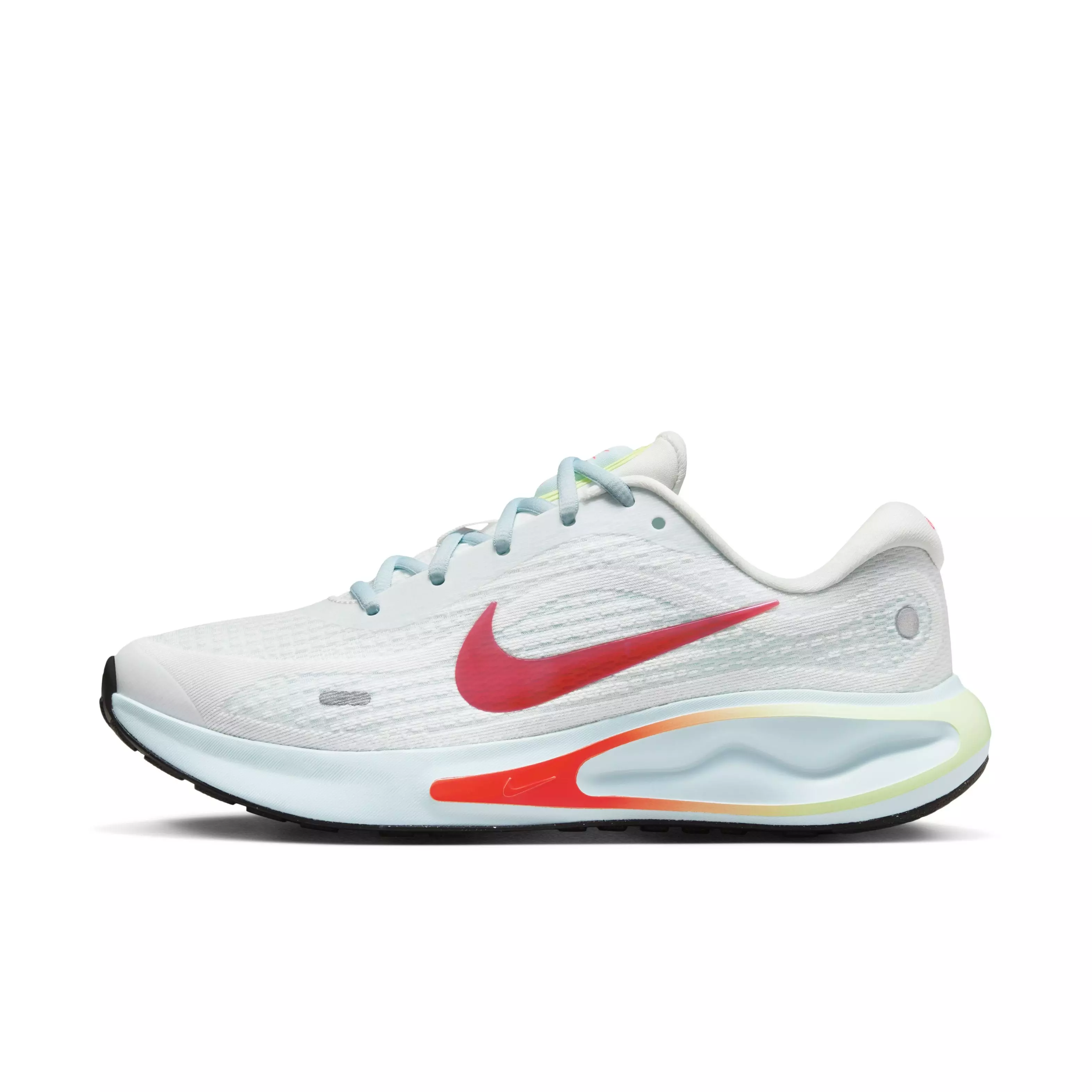 Nike Journey Run "Summit White/Glacier Blue/Barely Volt/Bright Crimson" Women's Running Shoe - WHITE/BLUE/VOLT/CRIMSON