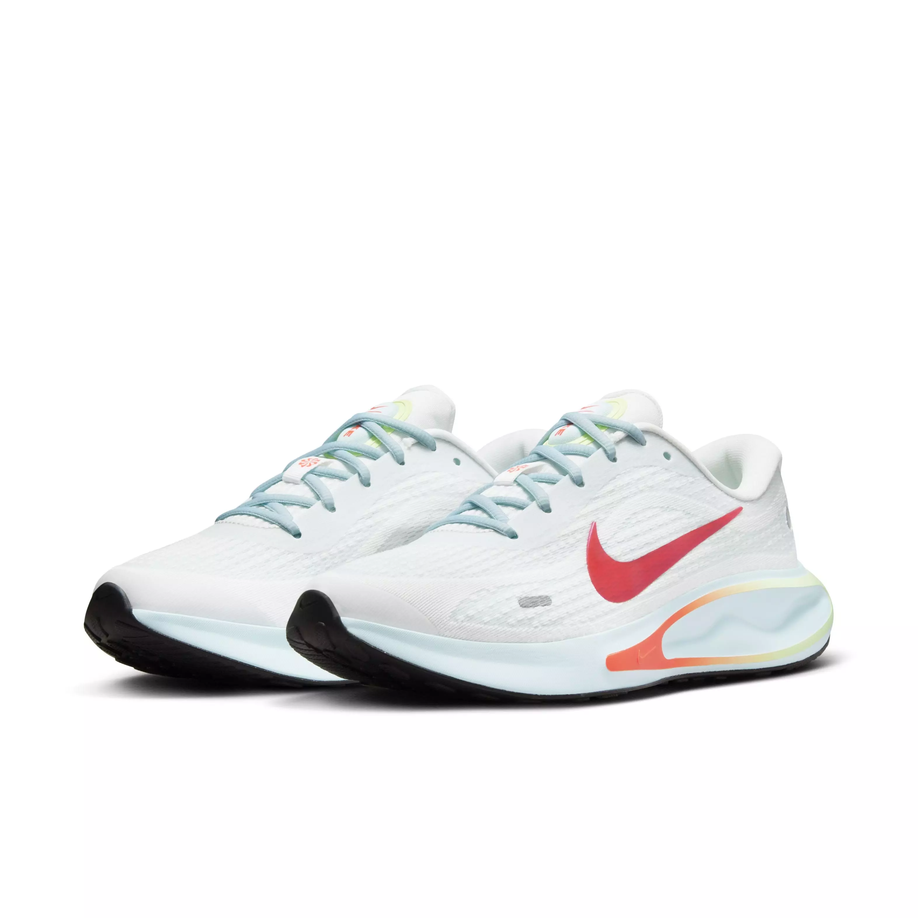 Nike Journey Run "Summit White/Glacier Blue/Barely Volt/Bright Crimson" Women's Running Shoe - WHITE/BLUE/VOLT/CRIMSON