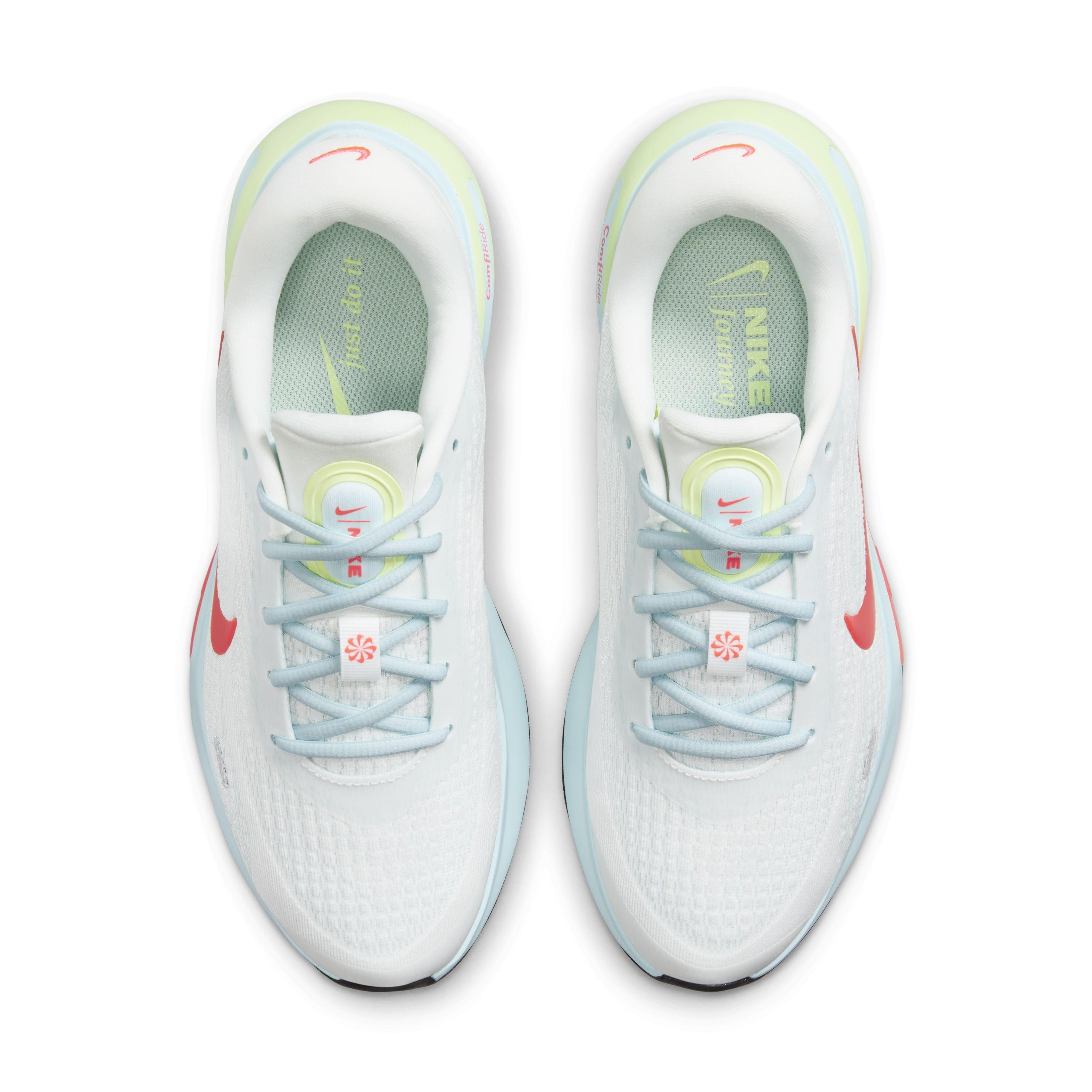 Nike Journey Run "Summit White/Glacier Blue/Barely Volt/Bright Crimson" Women's Running Shoe - WHITE/BLUE/VOLT/CRIMSON Thumbnail View 4