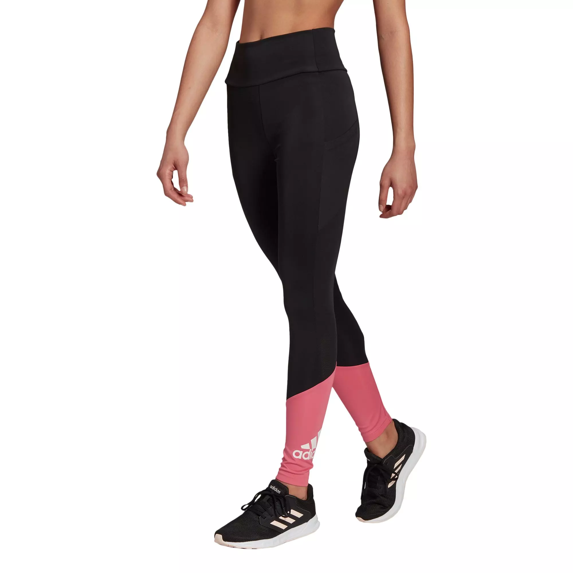 adidas Women's Black/Pink Designed To Move Big Logo Sport Leggings
