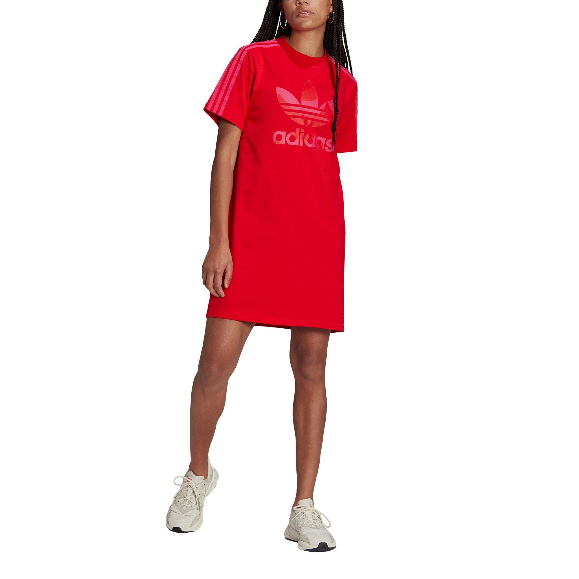 adidas Women's Red Marimekko Trefoil Print Infill Tee Dress - RED Thumbnail View 1