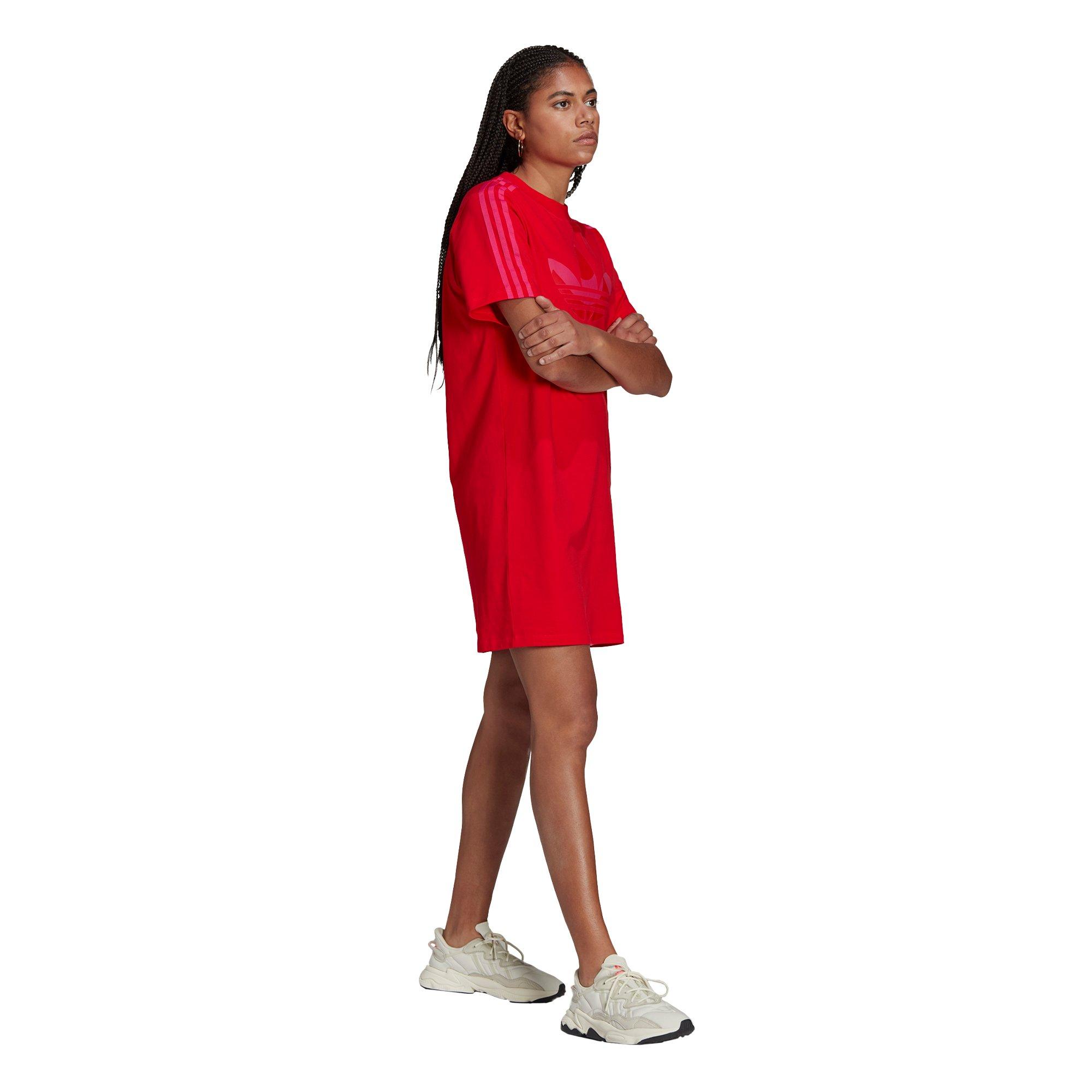adidas Women's Red Marimekko Trefoil Print Infill Tee Dress