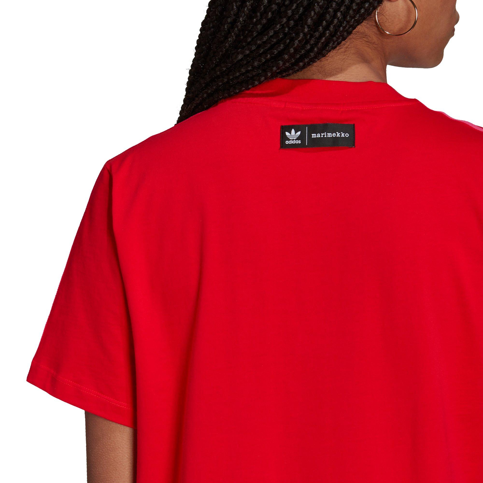 adidas Women's Red Marimekko Trefoil Print Infill Tee Dress - RED Thumbnail View 5