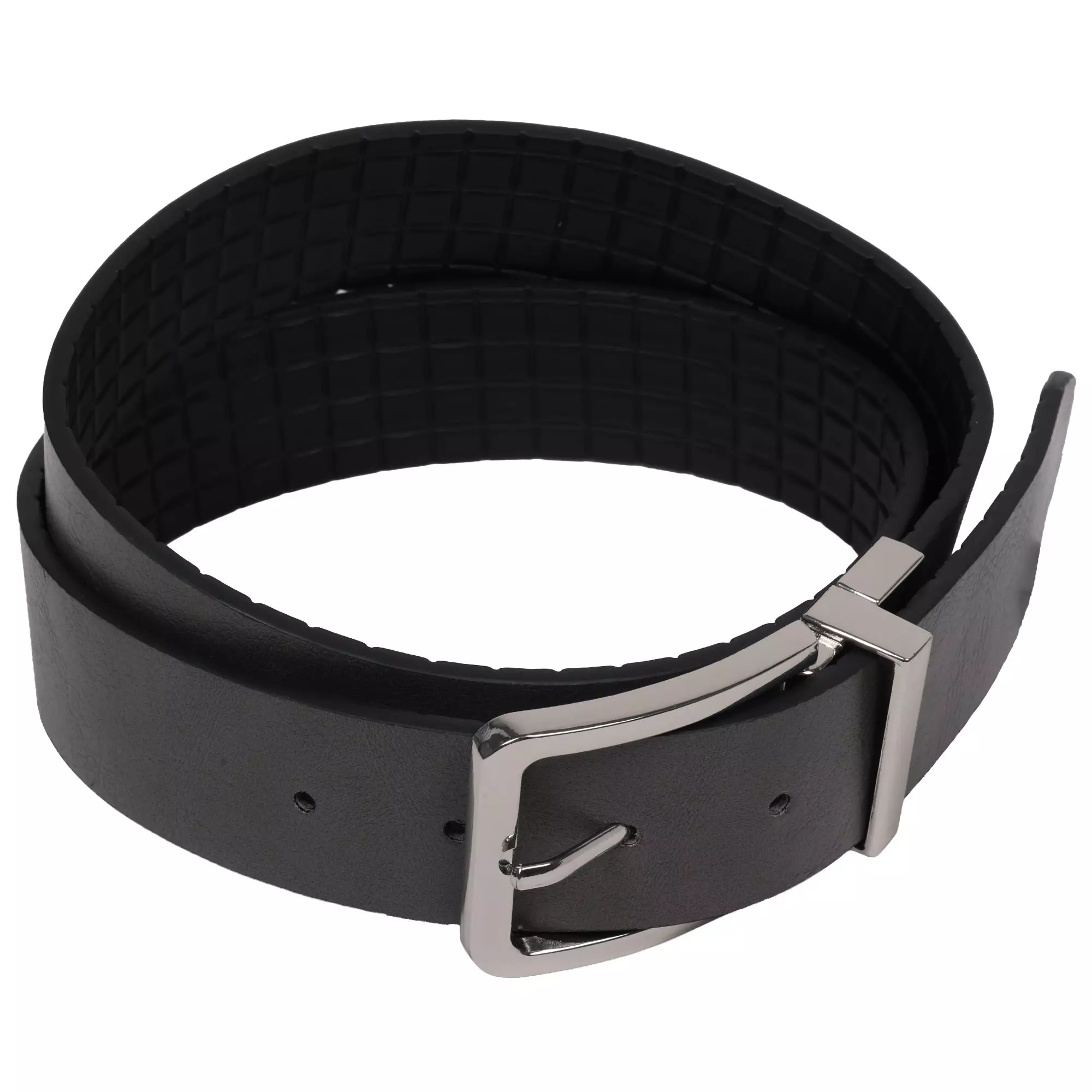Element Textured Polished Buckle PU Reversible Belt -Black/Grey - BLACK/GREY