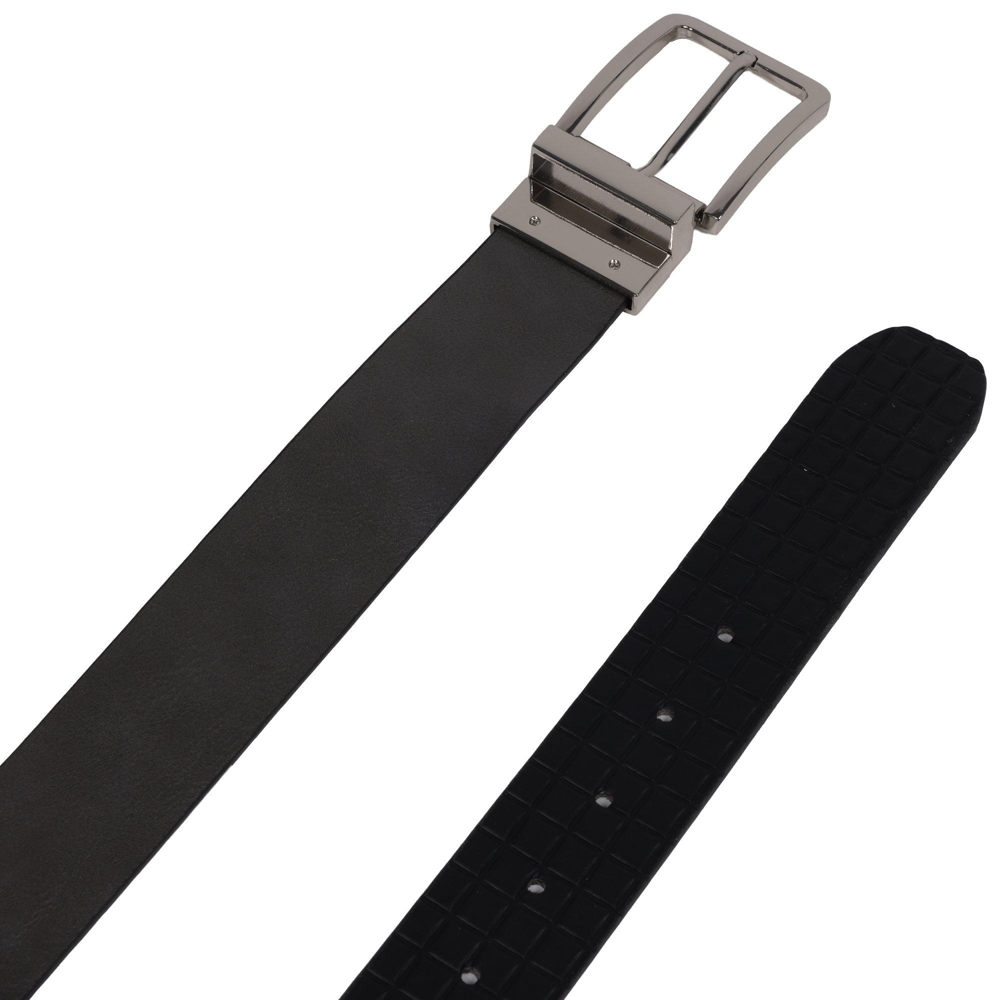 Element Textured Polished Buckle PU Reversible Belt -Black/Grey - BLACK/GREY Thumbnail View 6