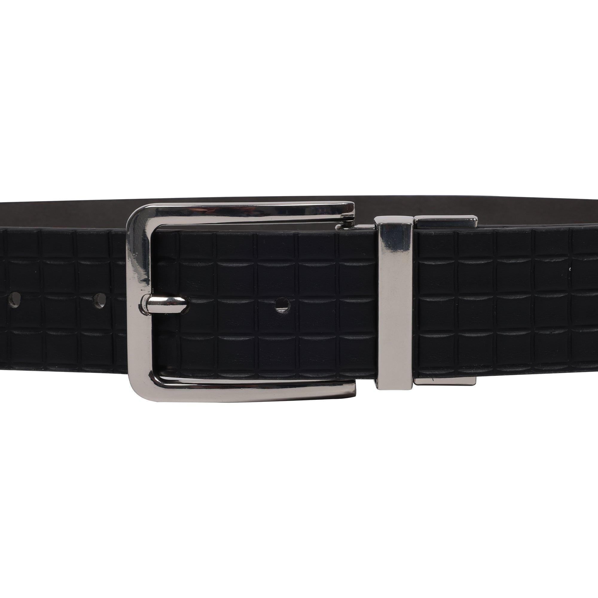 Element Textured Polished Buckle PU Reversible Belt -Black/Grey - BLACK/GREY Thumbnail View 7