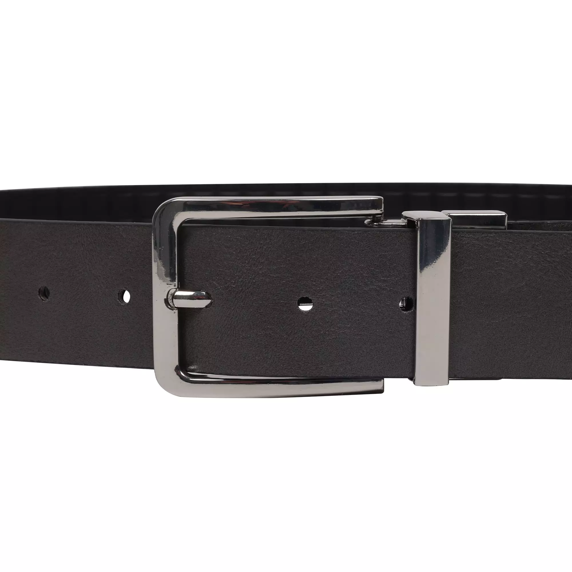 Element Textured Polished Buckle PU Reversible Belt -Black/Grey - BLACK/GREY
