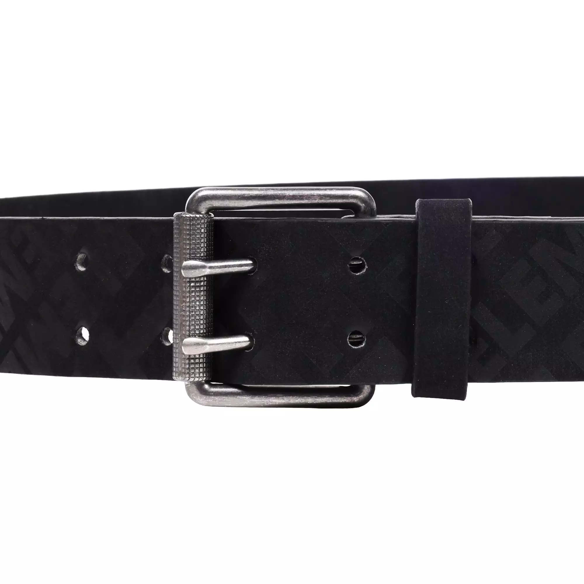 Element Adult Distressed Antique Silver Roller Buckle PU Belt - Black - BLACK