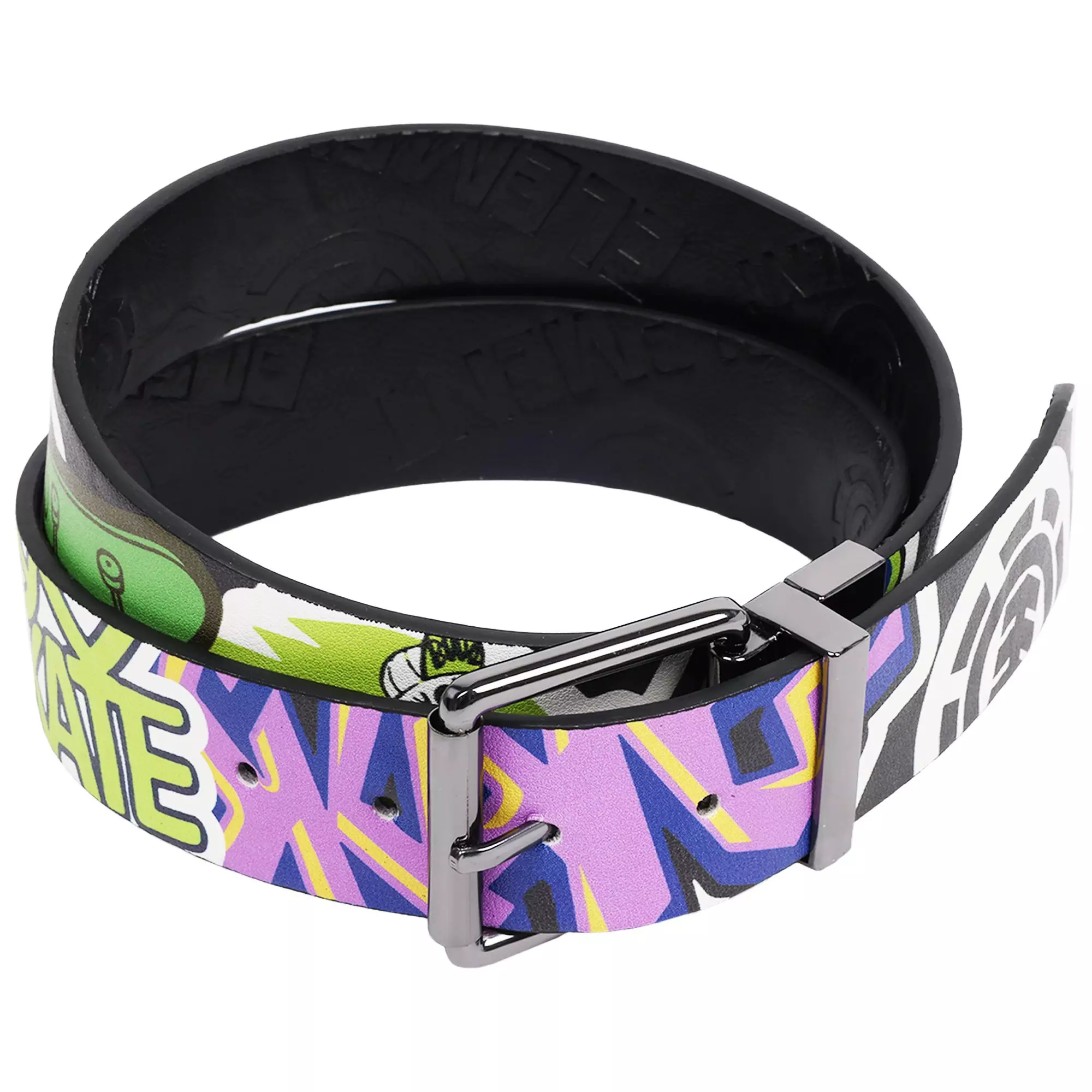 Element Debossed Logo & Graphic Print PU Reversible Belt - BLACK