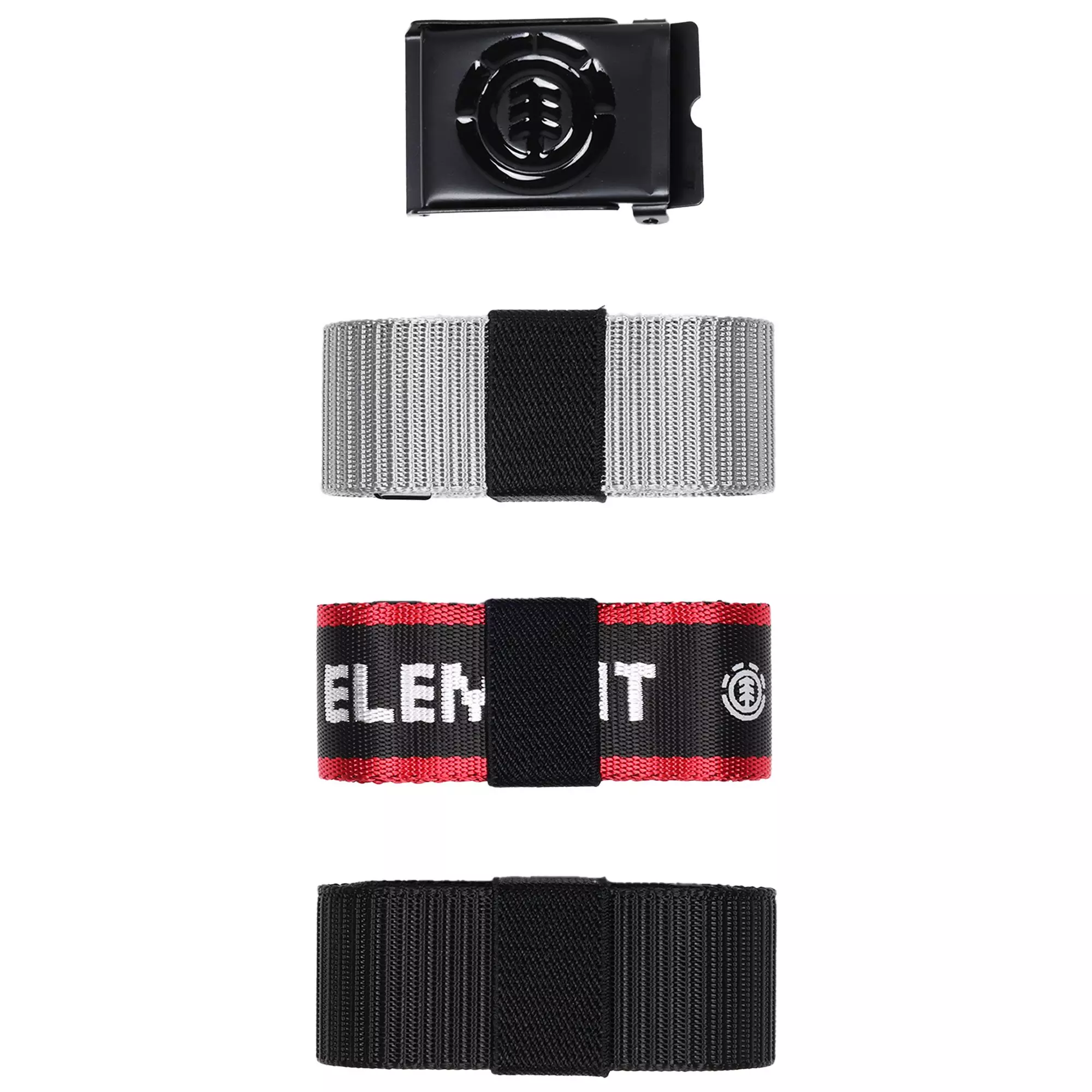 Element Beyond 2.0 + Logo Web &ndash; Interchangeable Buckle Belts 3-Pack - BLACK/GREY