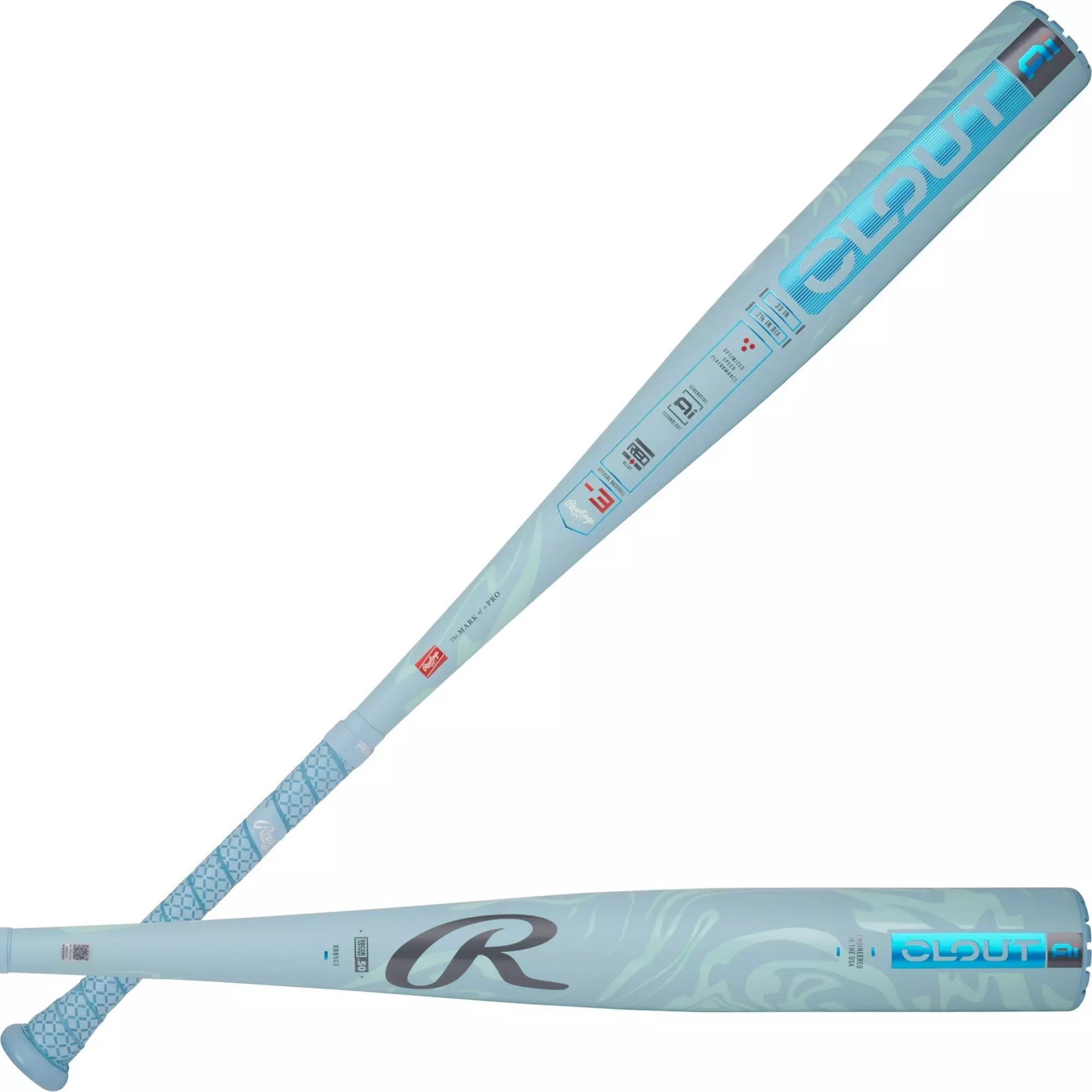 Rawlings Clout AI BBCOR Baseball Bat (-3) 2025 - COLUMBIA BLUE