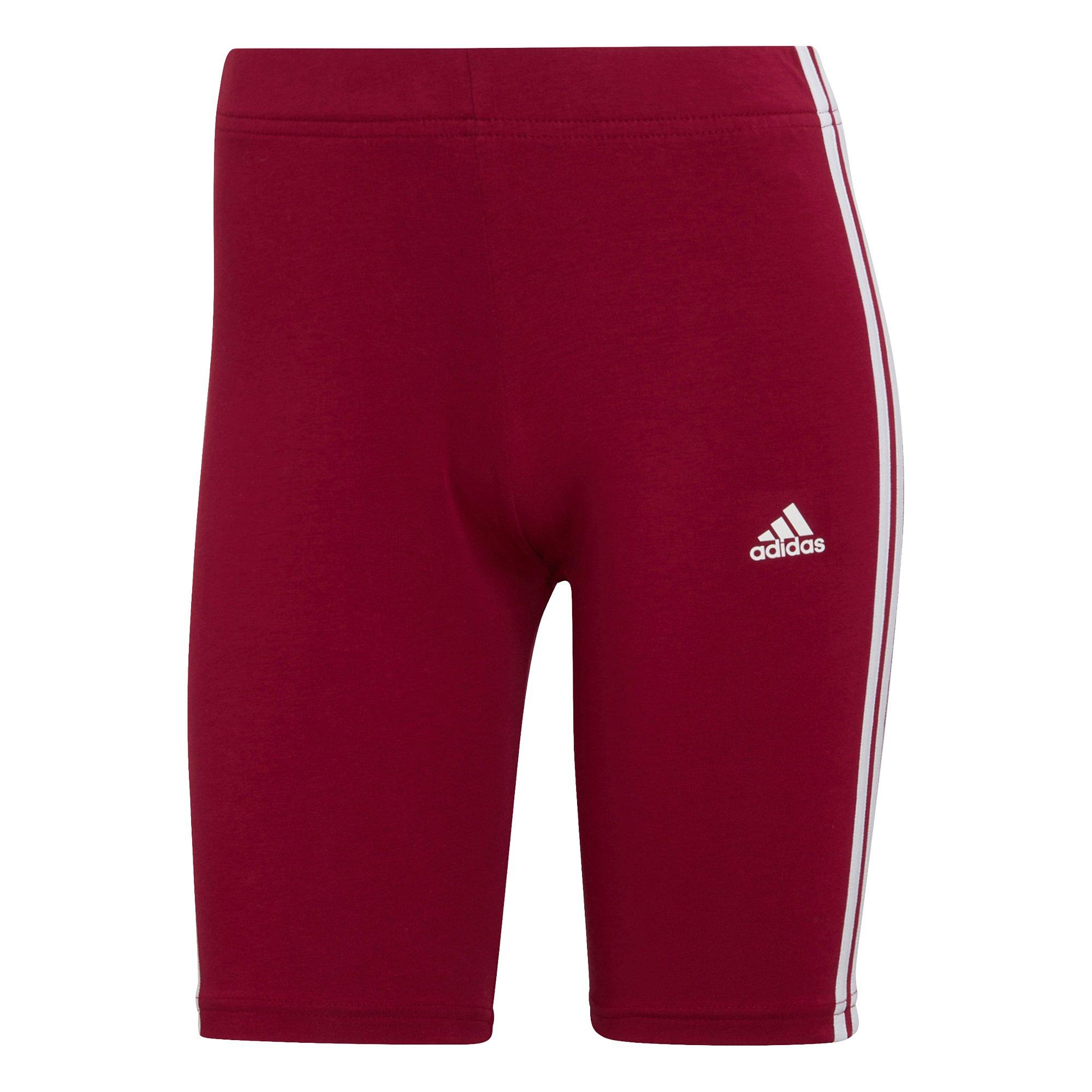 adidas Women s Essentials Dk Red 3 Stripes Bike Shorts Hibbett