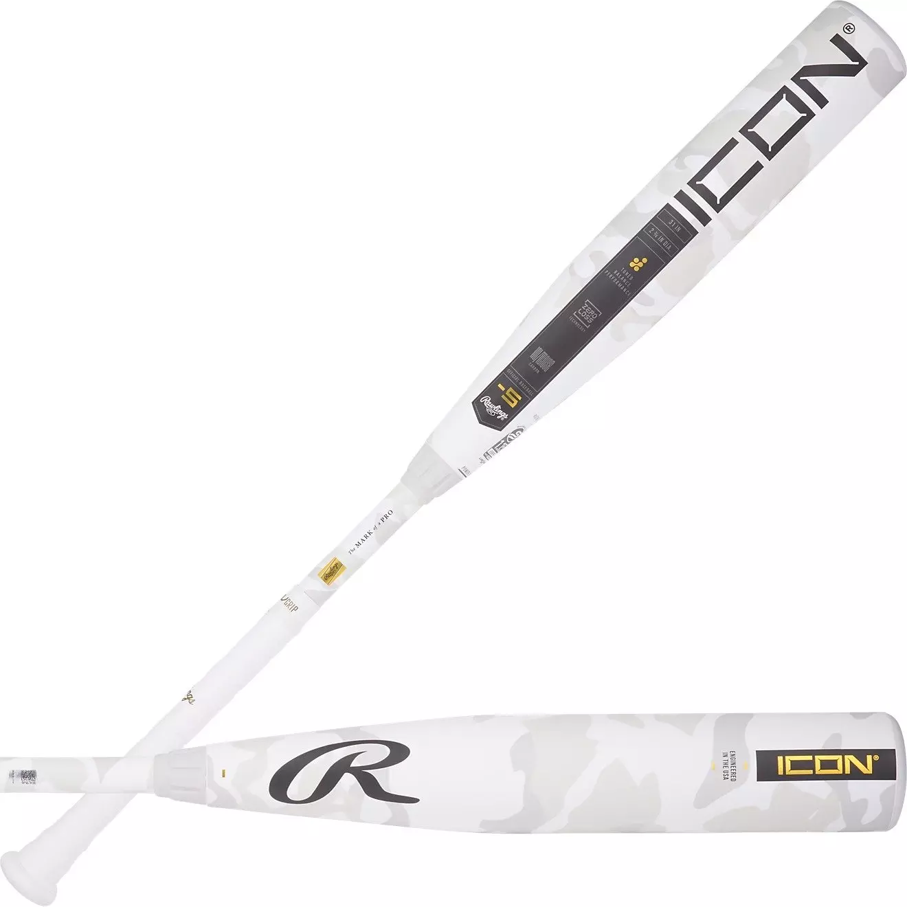 Rawlings Icon USSSA SL Youth Baseball Bat (-5) 2025 - WHITE