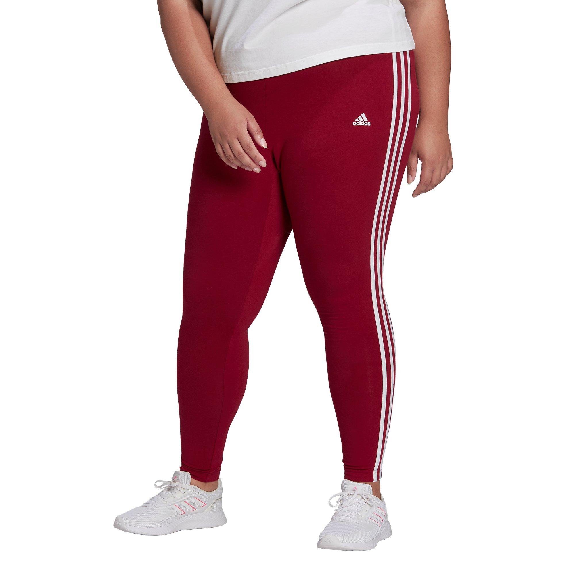 adidas Women's Essentials Dk Red 3-Stripes Leggings (Plus Size) - DK RED Thumbnail View 1