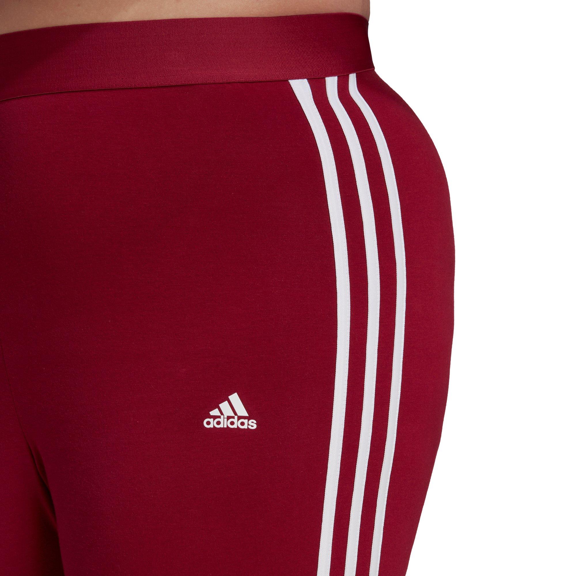 adidas Women's Essentials Dk Red 3-Stripes Leggings (Plus Size) - DK RED Thumbnail View 3