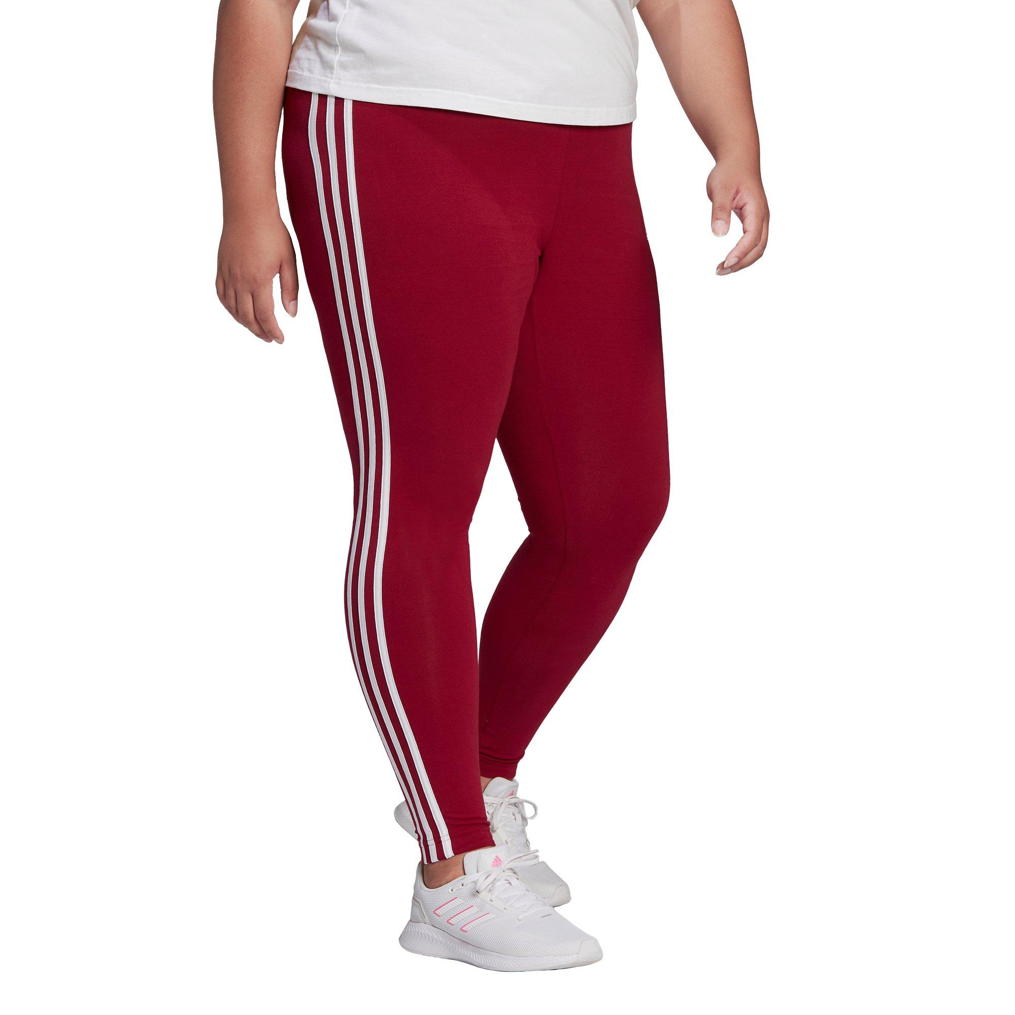 adidas Women's Essentials Dk Red 3-Stripes Leggings (Plus Size) - DK RED Thumbnail View 5