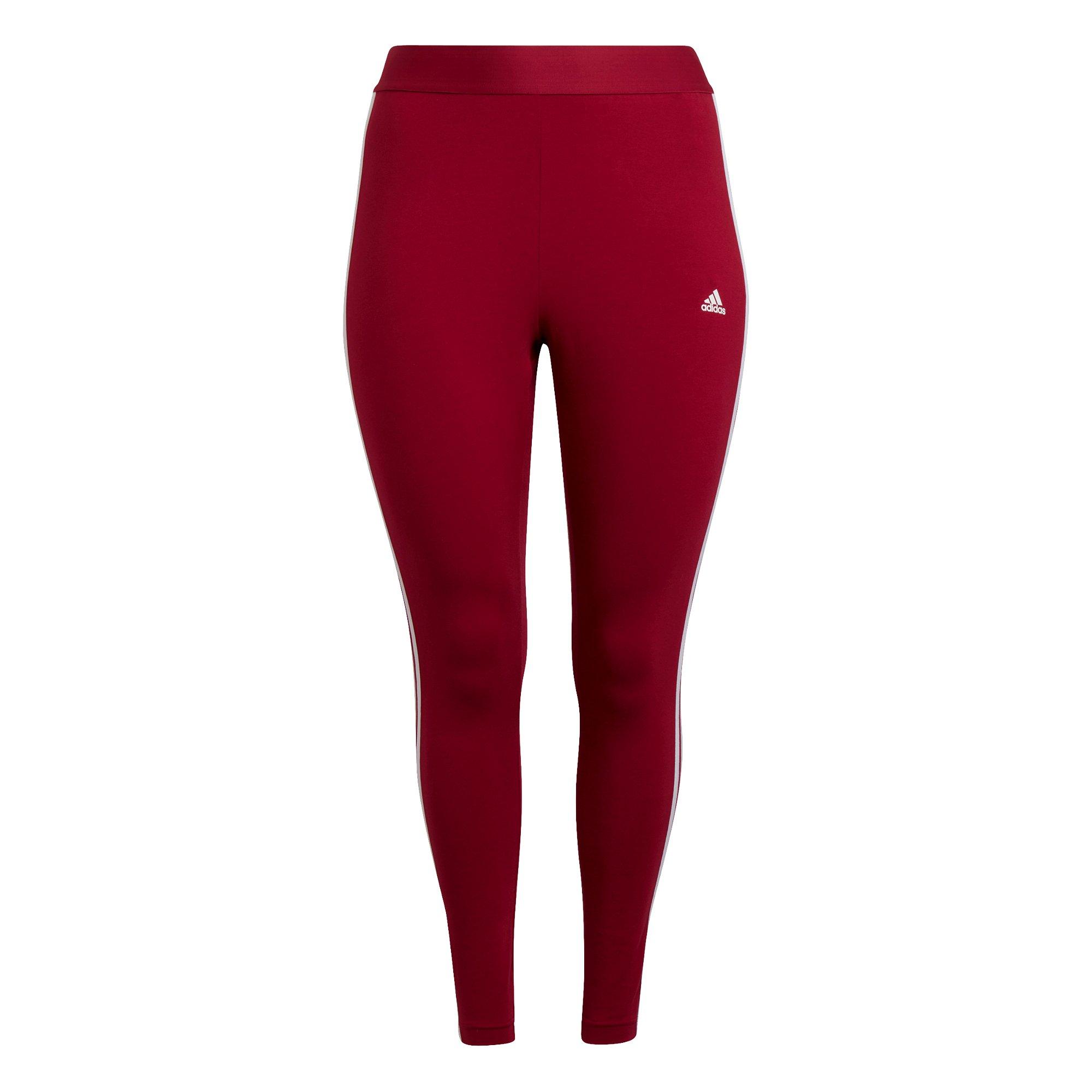 adidas Women's Essentials Dk Red 3-Stripes Leggings (Plus Size) - DK RED Thumbnail View 6
