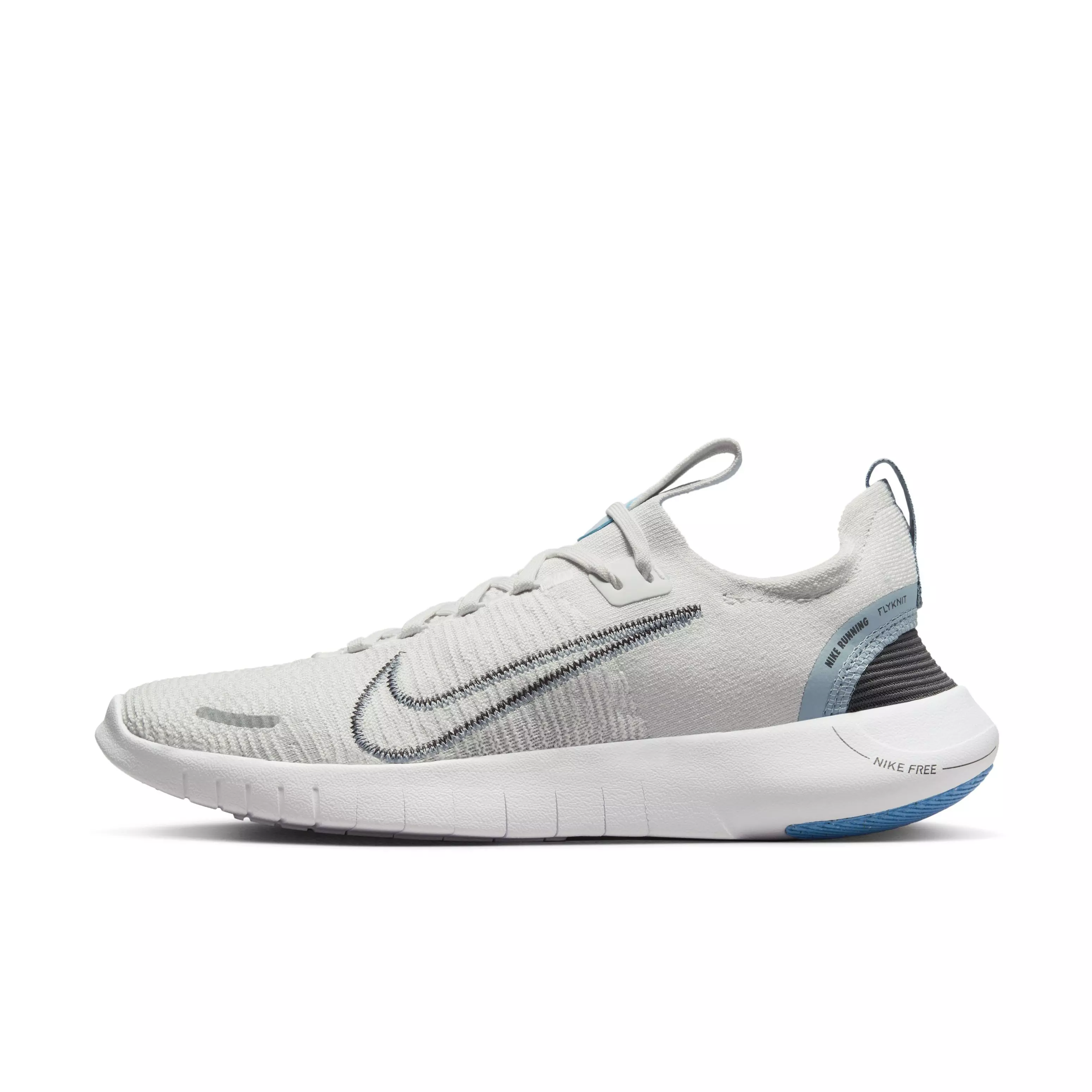 Nike Free RN NN "Platinum Tint/Light Armory Blue/White/Iron Grey" Women's Running Shoe - PLATINUM/LT BLUE/WHITE/GREY