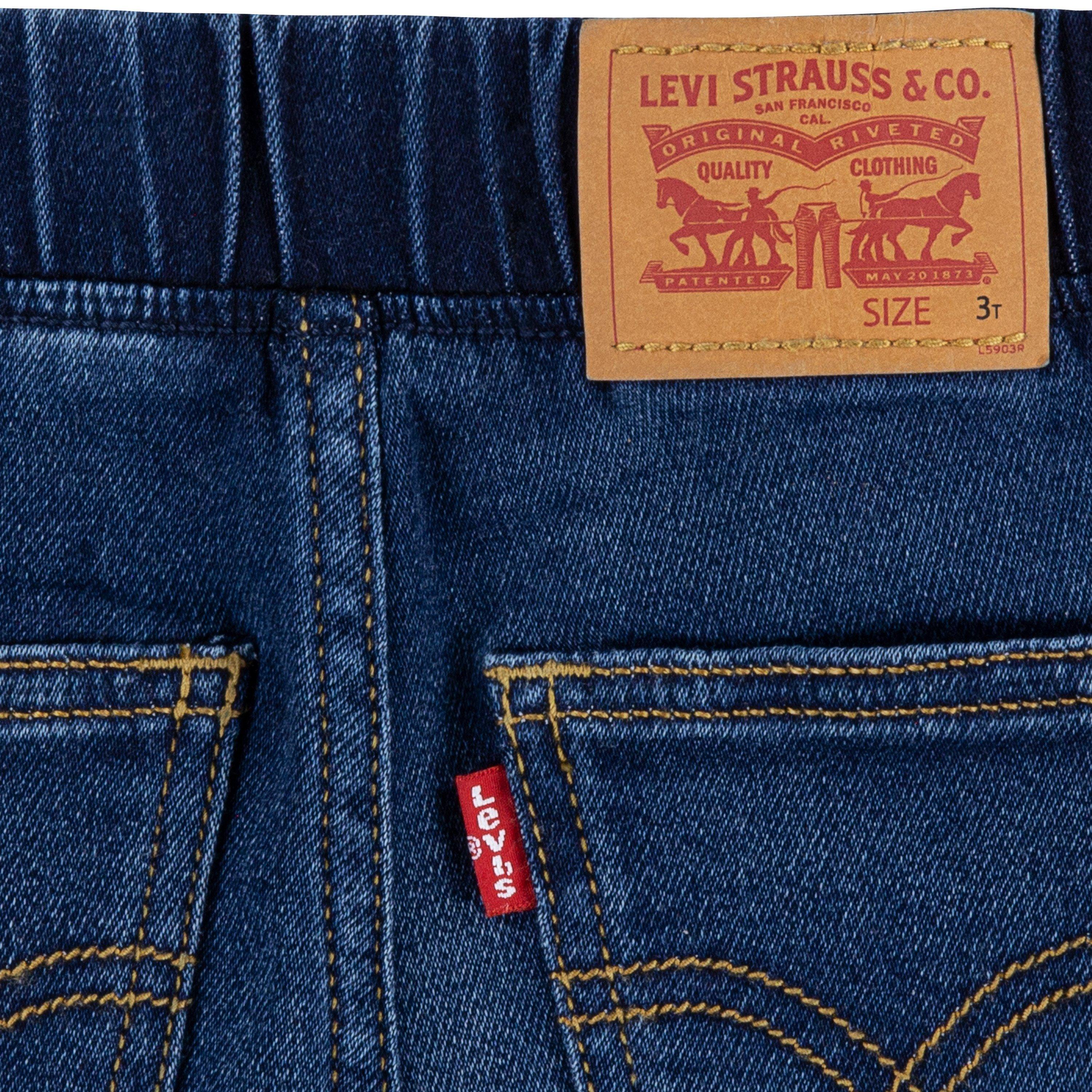 Levi's Toddler Boys' Skinny Fit Dobby Shorts -Dk Blue - DK BLUE Thumbnail View 4