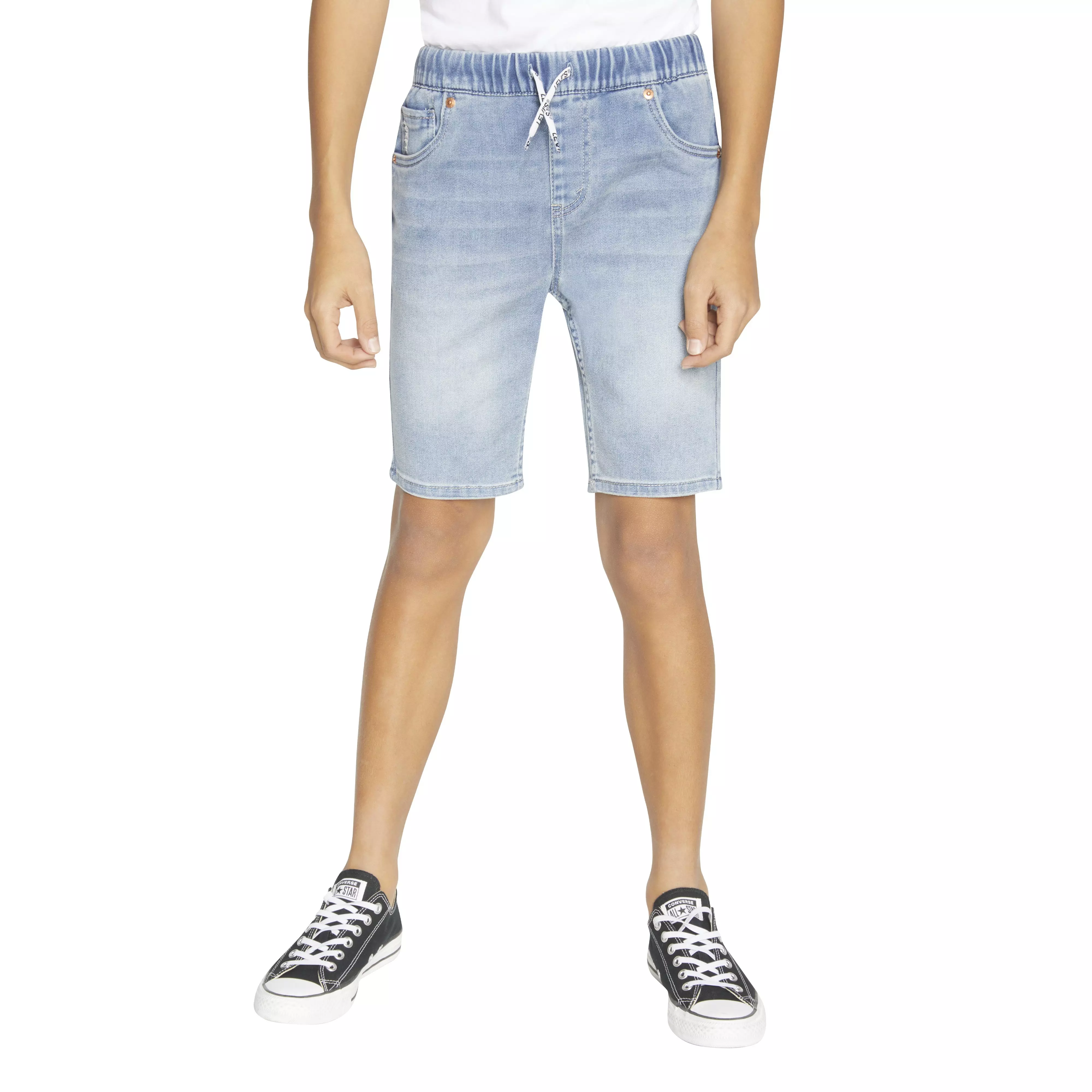 Levi's Skinny Dobby Big Boys' Lt Blue Denim Shorts - LT BLUE