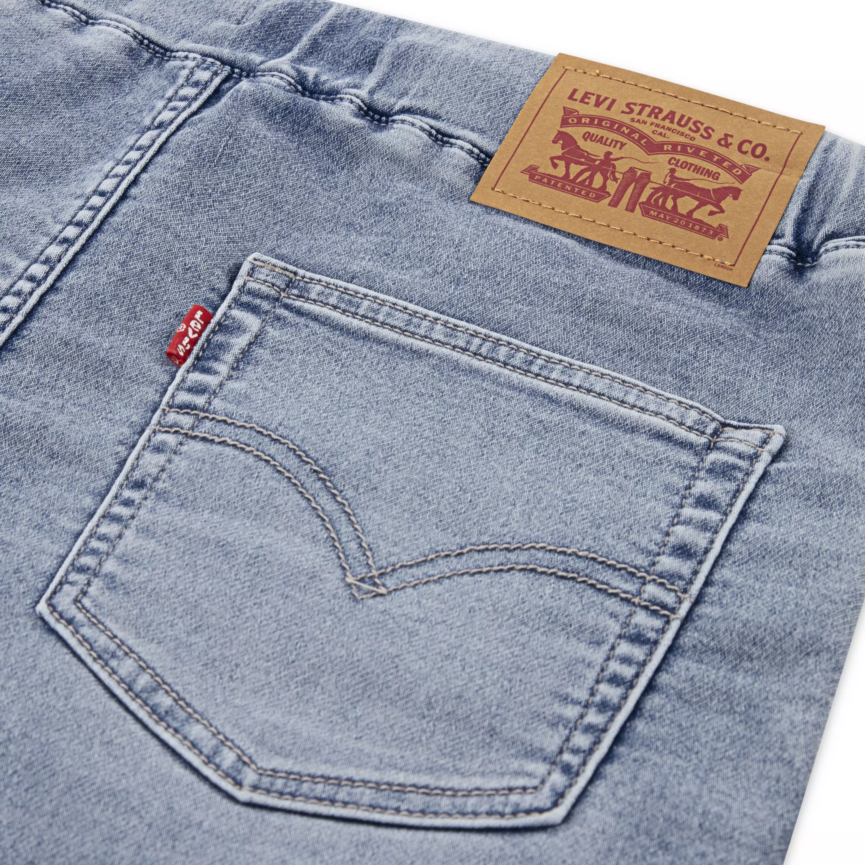 Levi's Skinny Dobby Big Boys' Lt Blue Denim Shorts - LT BLUE