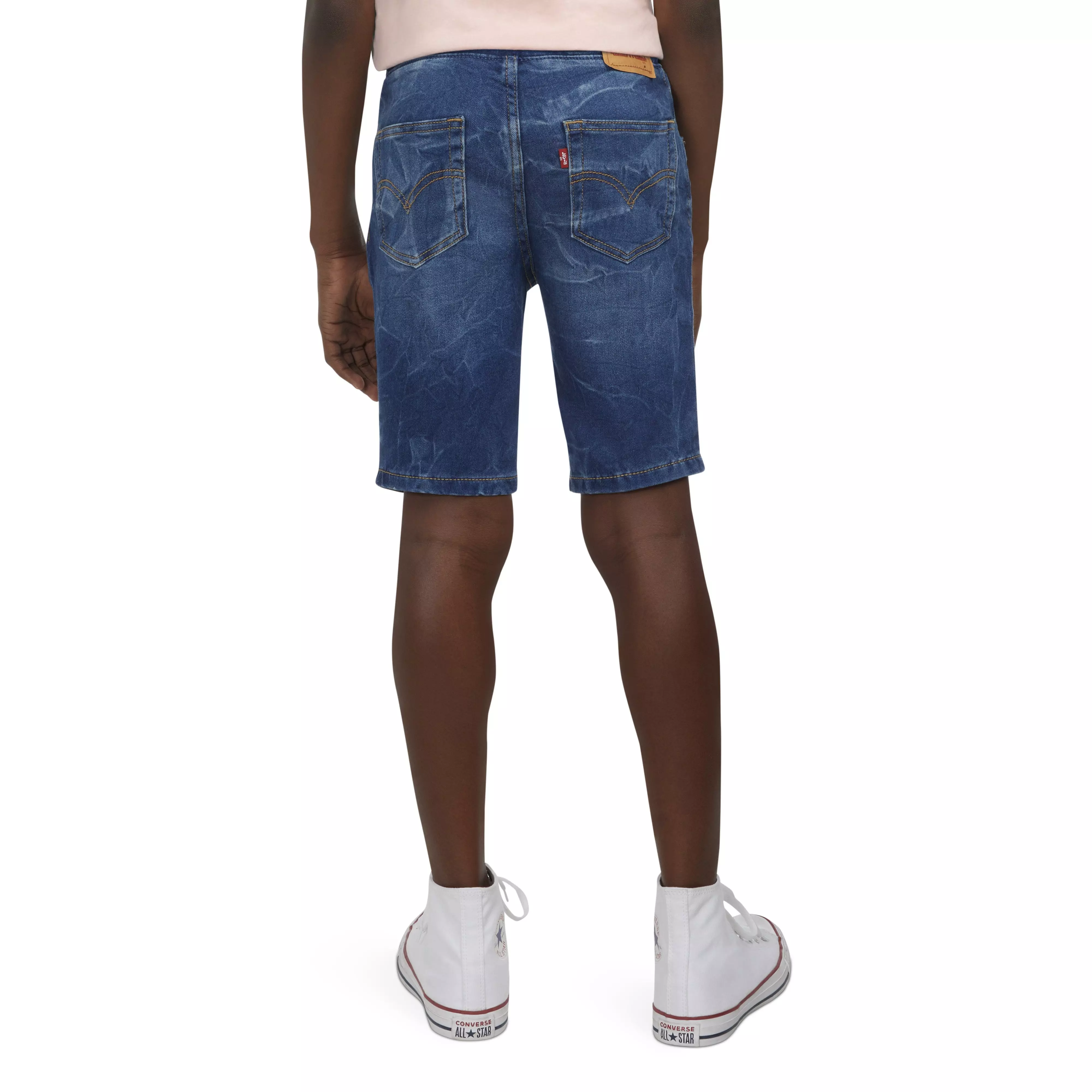 Levi's Skinny Dobby Big Boys' Blue Wash Denim Shorts - BLUE