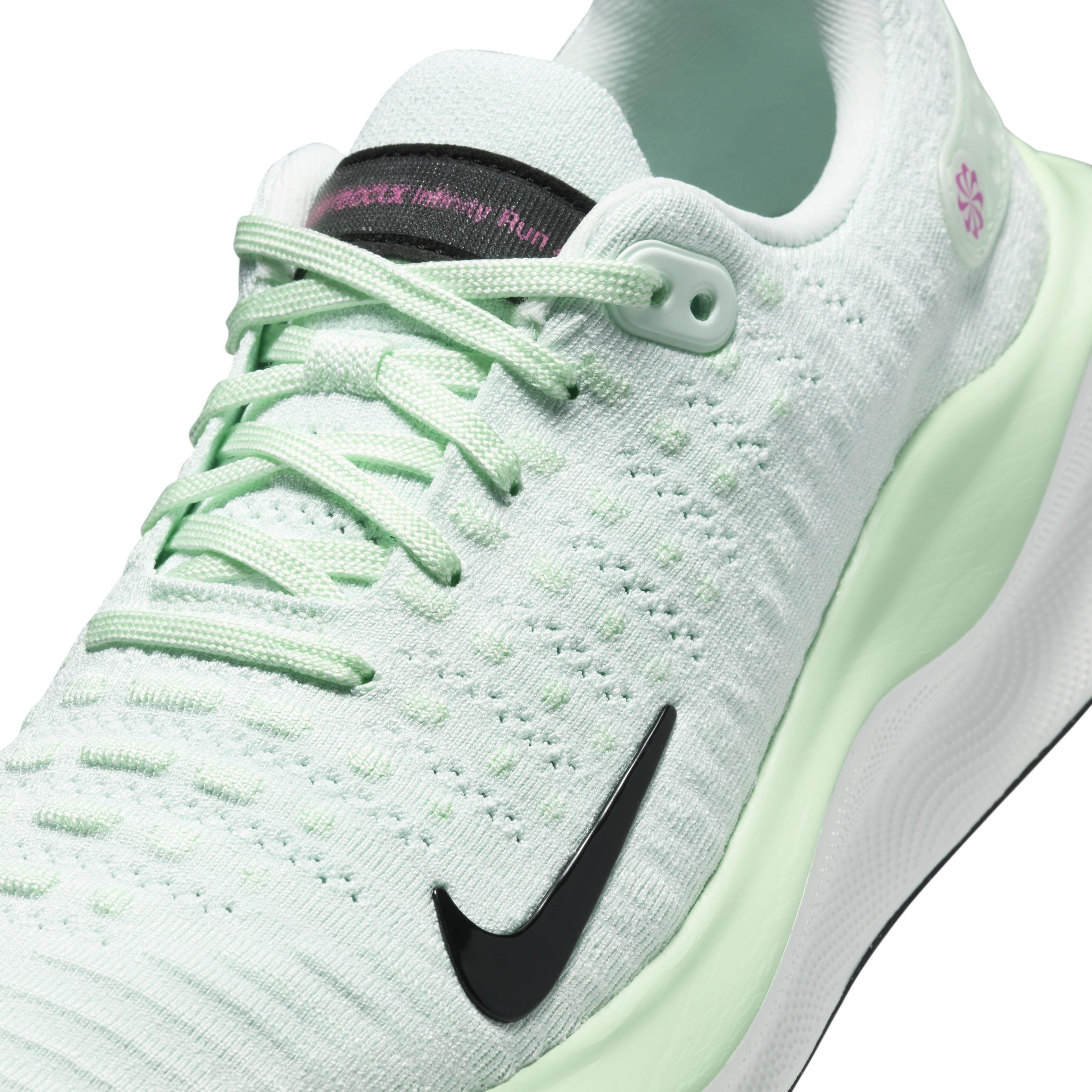 Nike InfinityRN 4 "Barely Green/Vapor Green/Playful Pink/Black" Women's Running Shoe - GREEN/GREEN/PINK/BLACK Thumbnail View 7