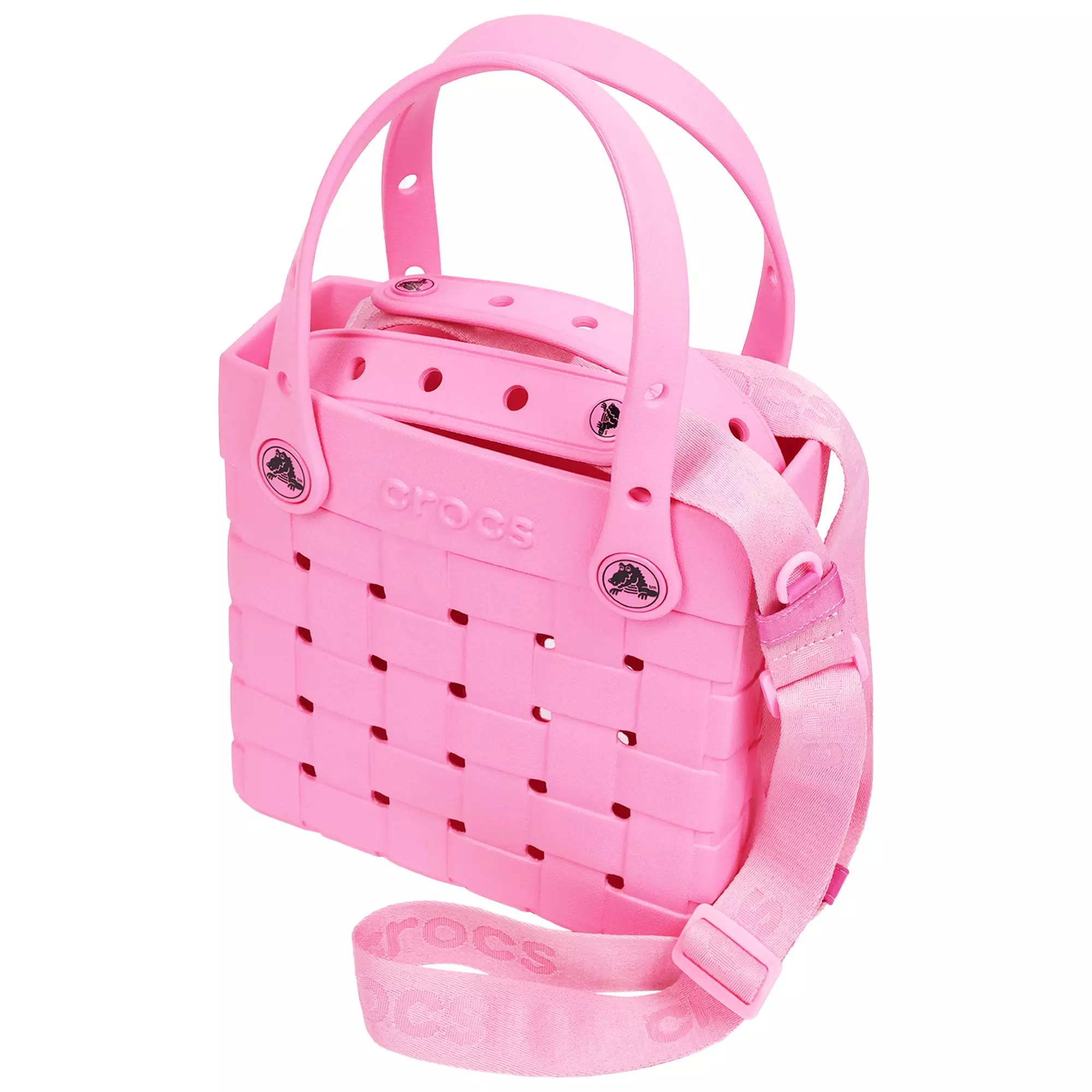 Crocs Small Woven Crossbody Tote - Pink - PINK