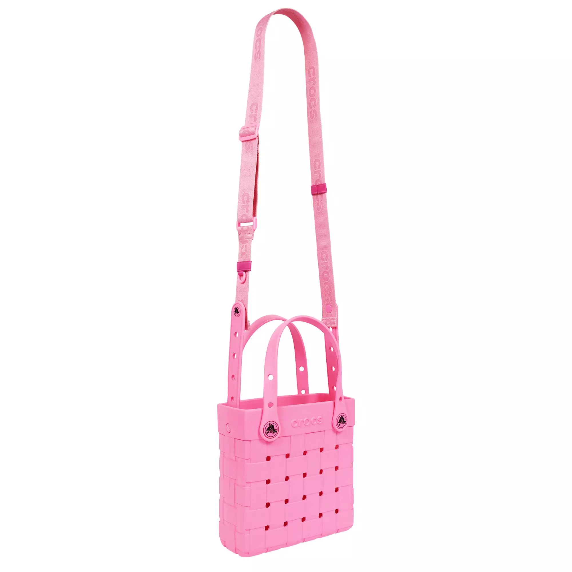 Crocs Small Woven Crossbody Tote - Pink - PINK