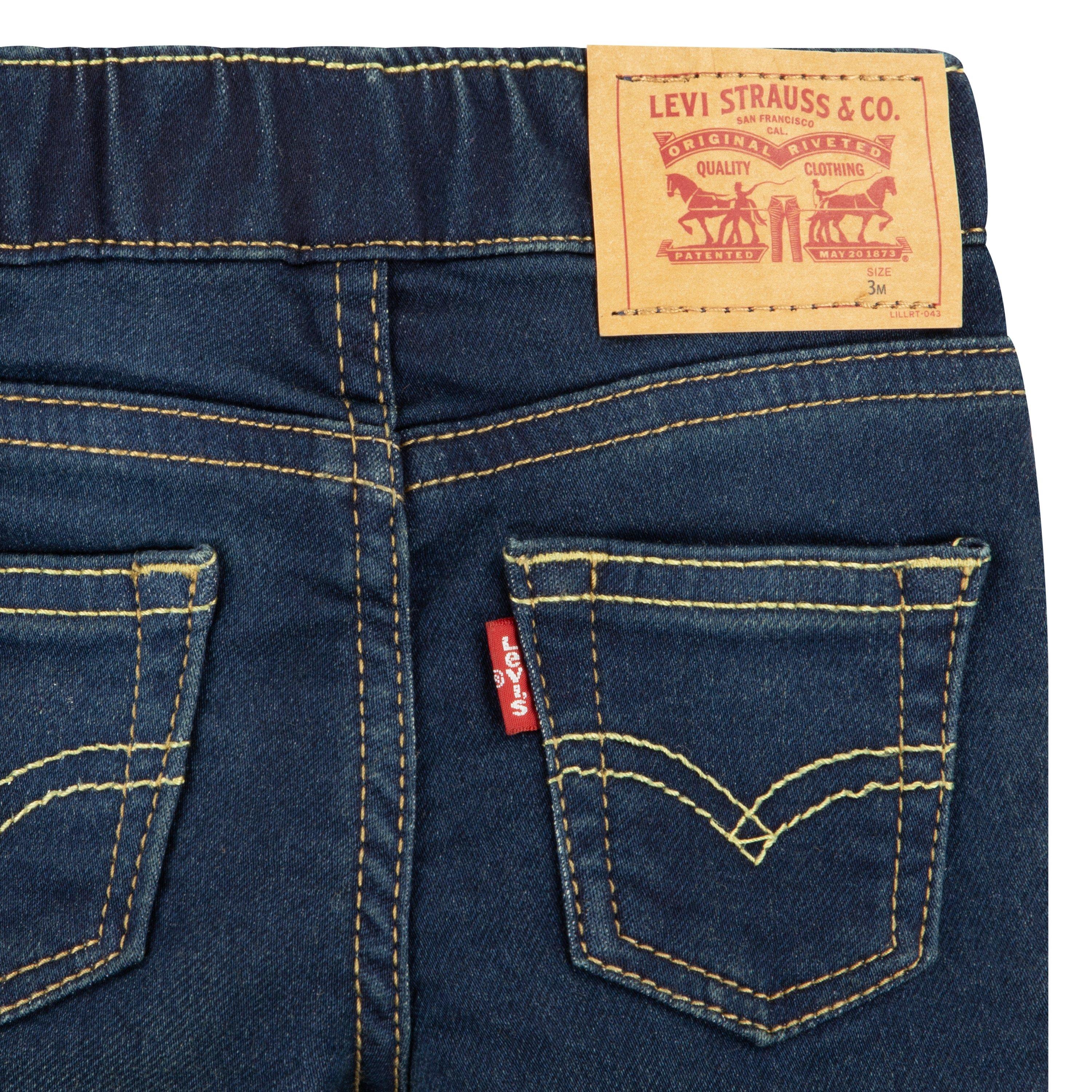 Levi's Baby Boys' Skinny Fit Dark Blue Wash Pull On Jeans - DARK BLUE Thumbnail View 4