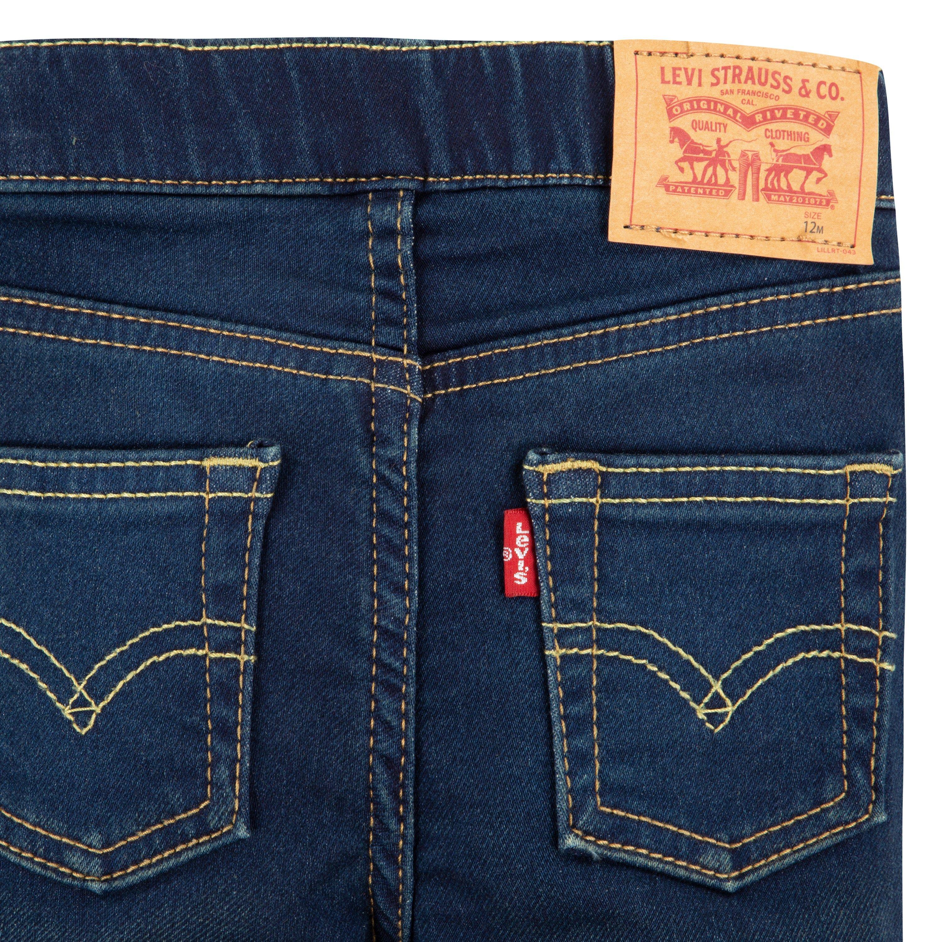 Levi's Infant Boys' Skinny Fit Dark Blue Wash Pull On Jeans - DARK BLUE Thumbnail View 4